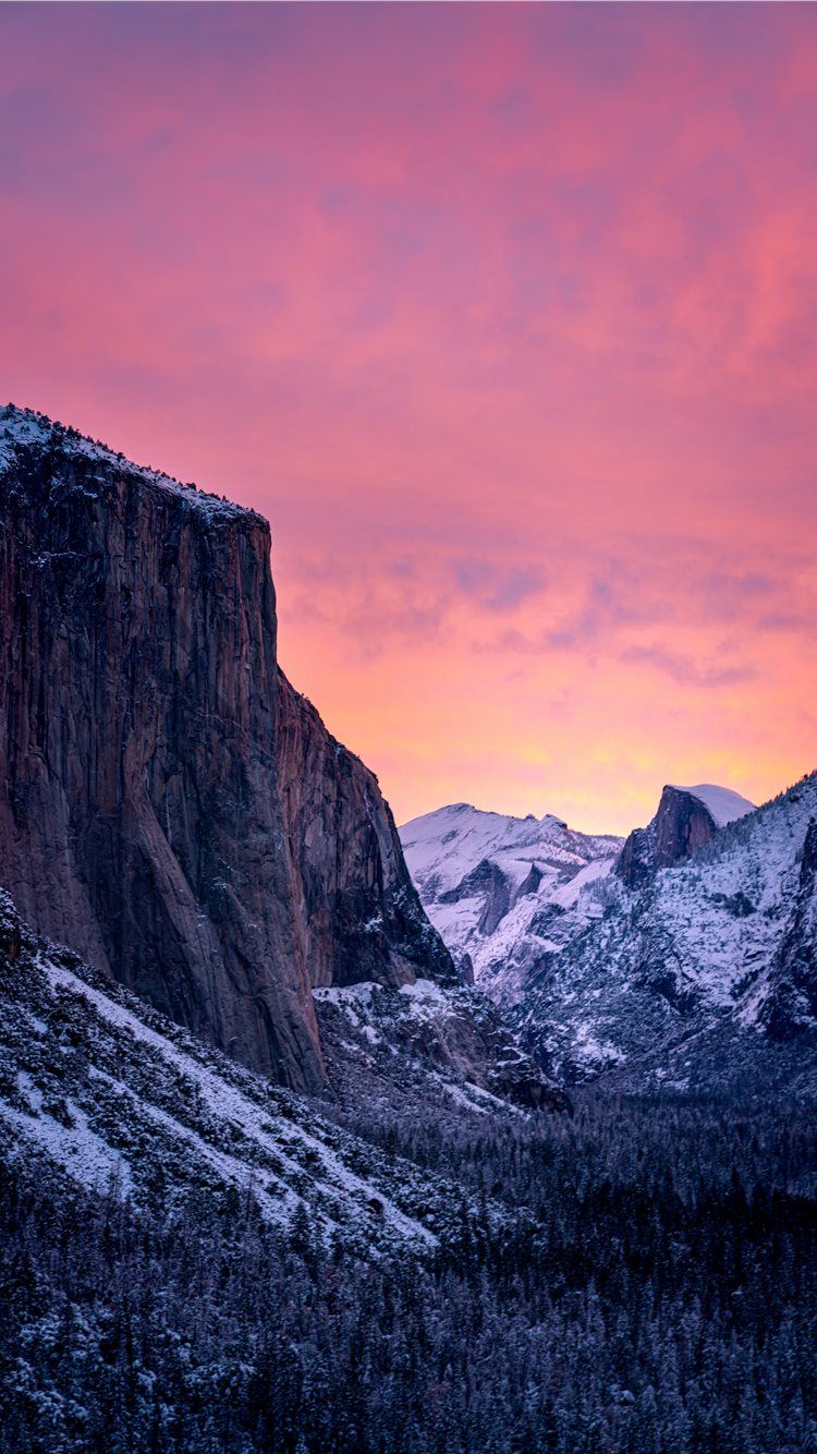 Winter Sunrise in Yosemite iPhone 8 Wallpaper Free Download