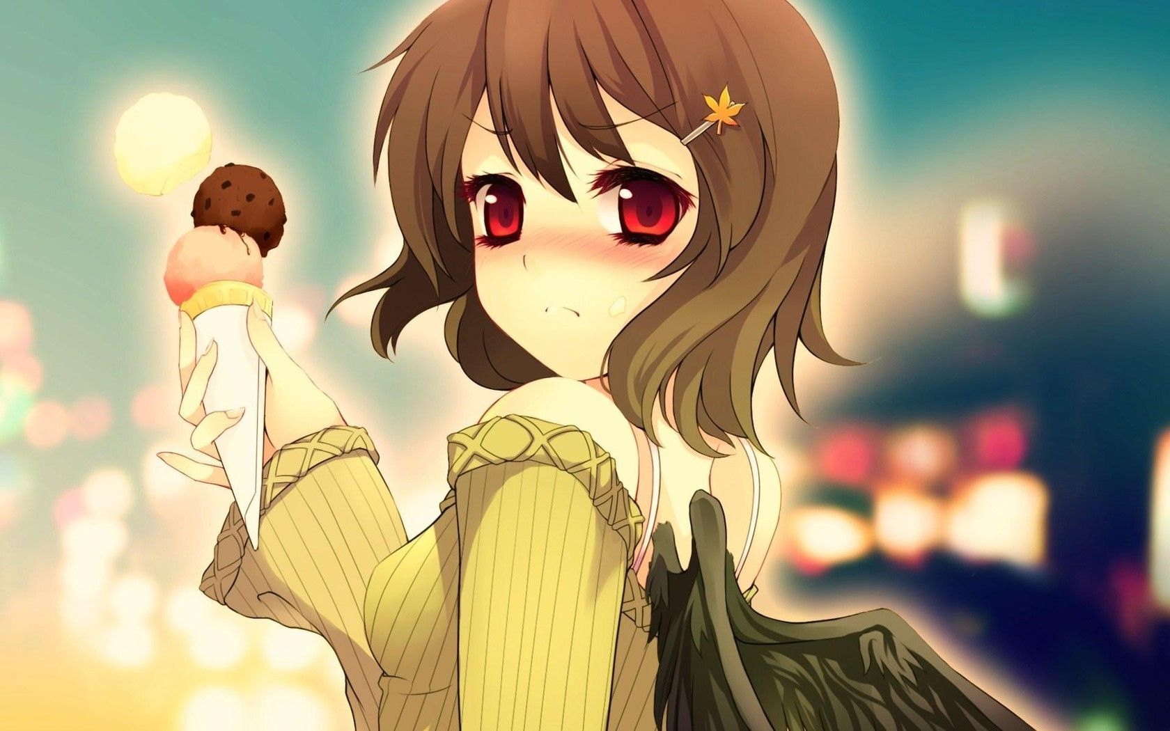 Anime Girl With Ice Cream Wallpaper