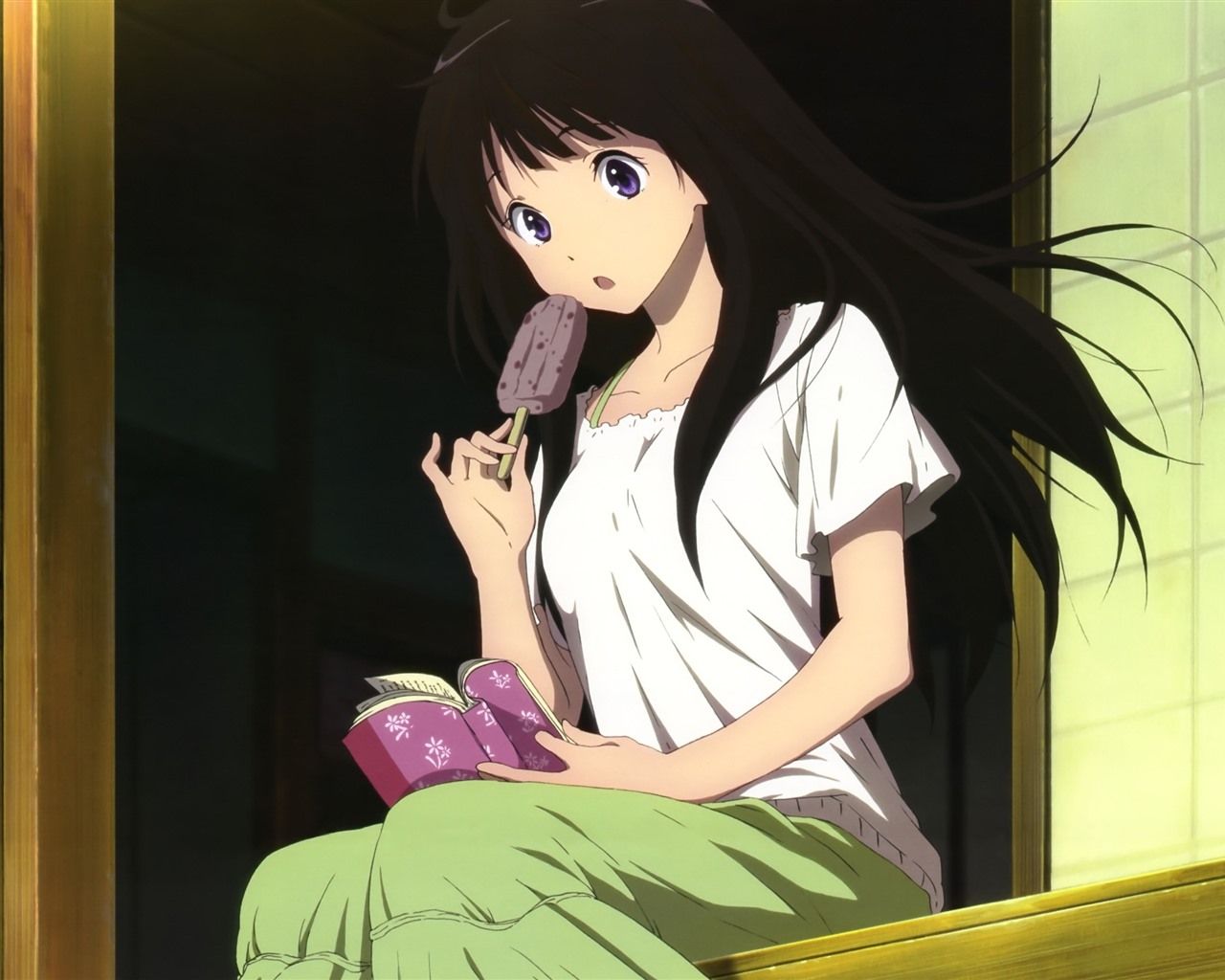 Wallpaper Anime girl eat ice cream 2560x1920 HD Picture, Image