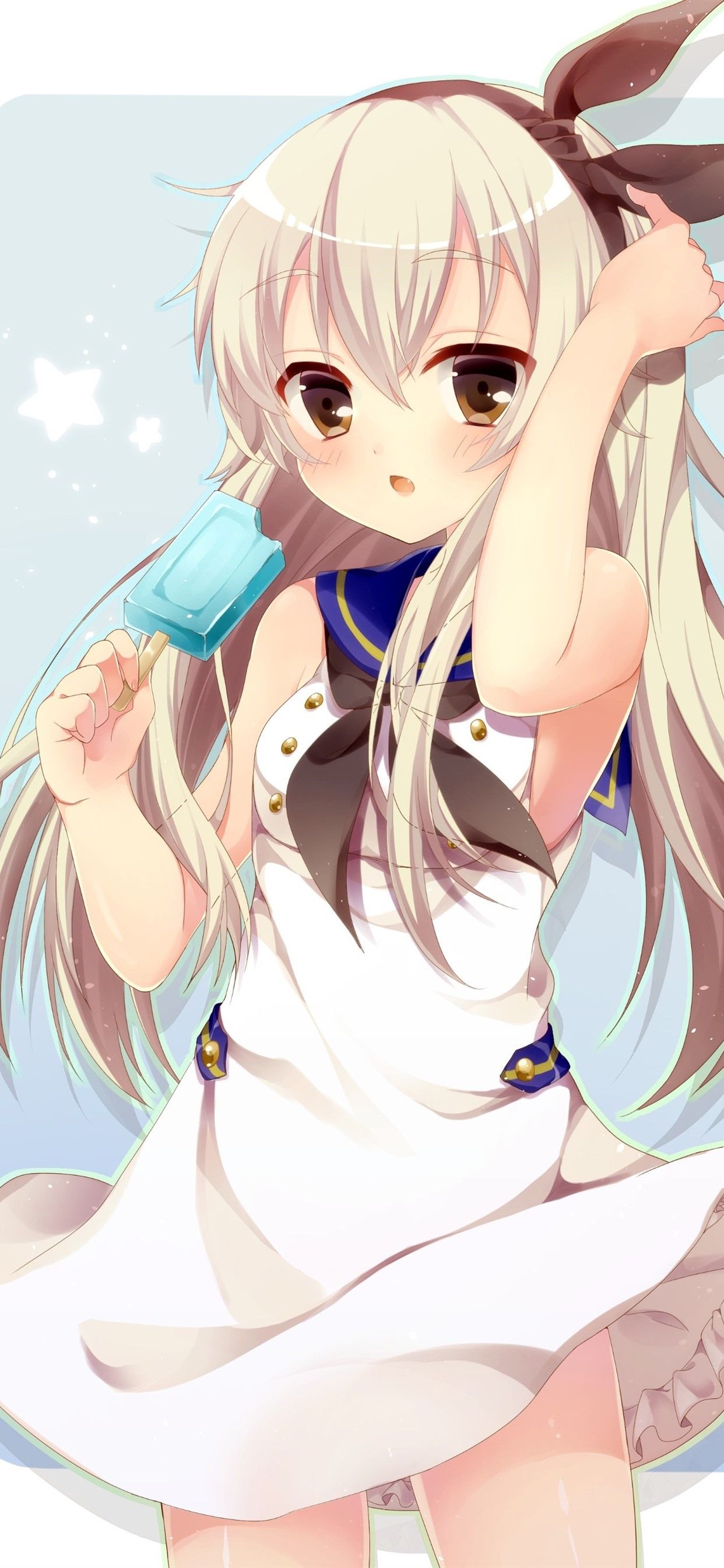 Blonde Anime Girl Eat Ice Cream 1242x2688 IPhone 11 Pro XS Max Wallpaper, Background, Picture, Image