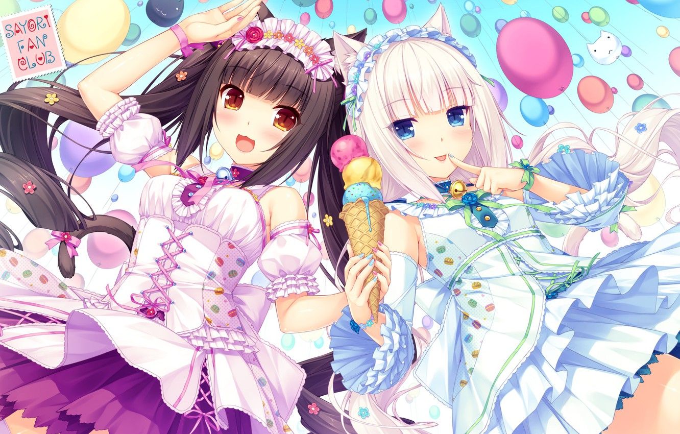 Wallpaper girls, anime, art, ice cream, nekopara image for desktop, section сёдзё