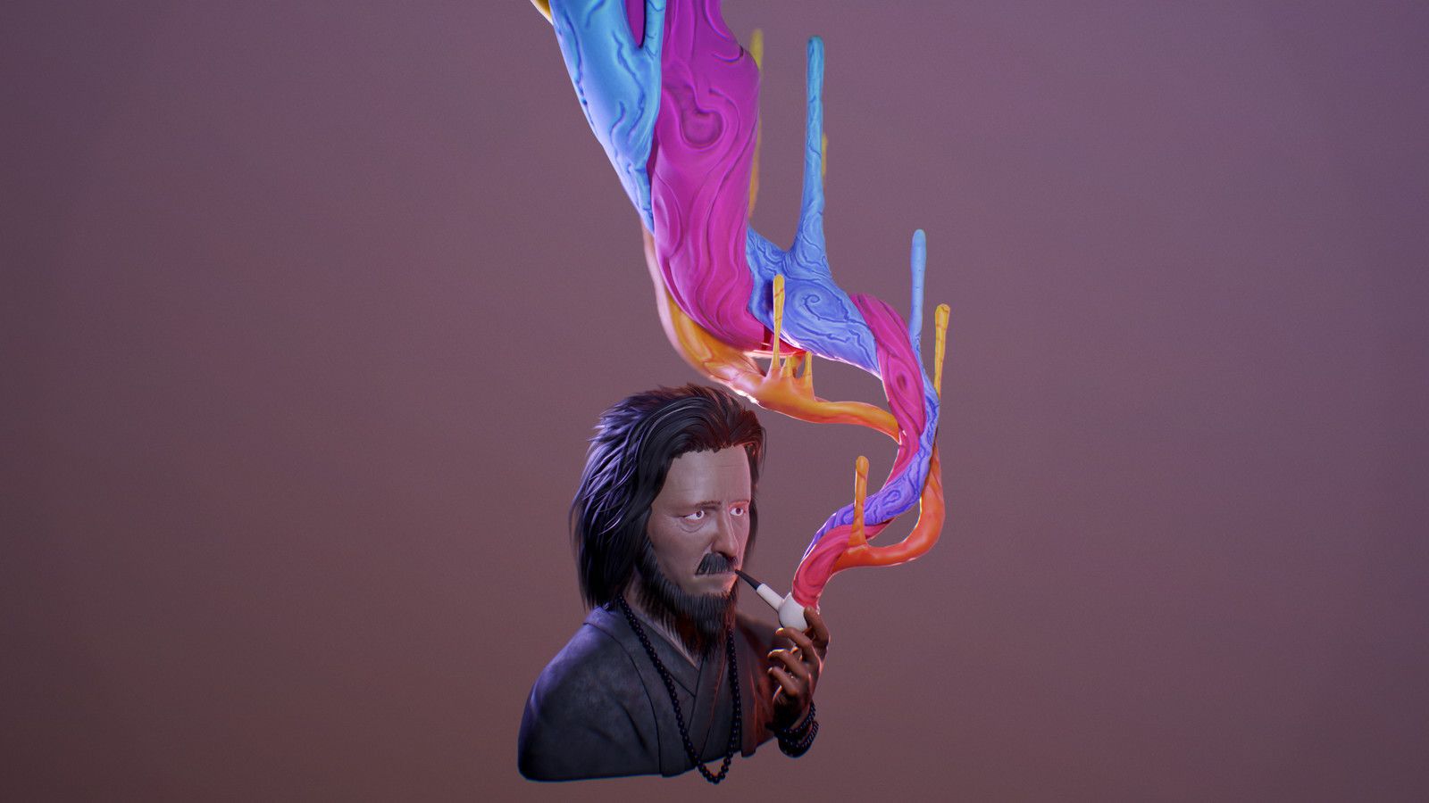 Alan Watts Bust Render, Daniel Slutz