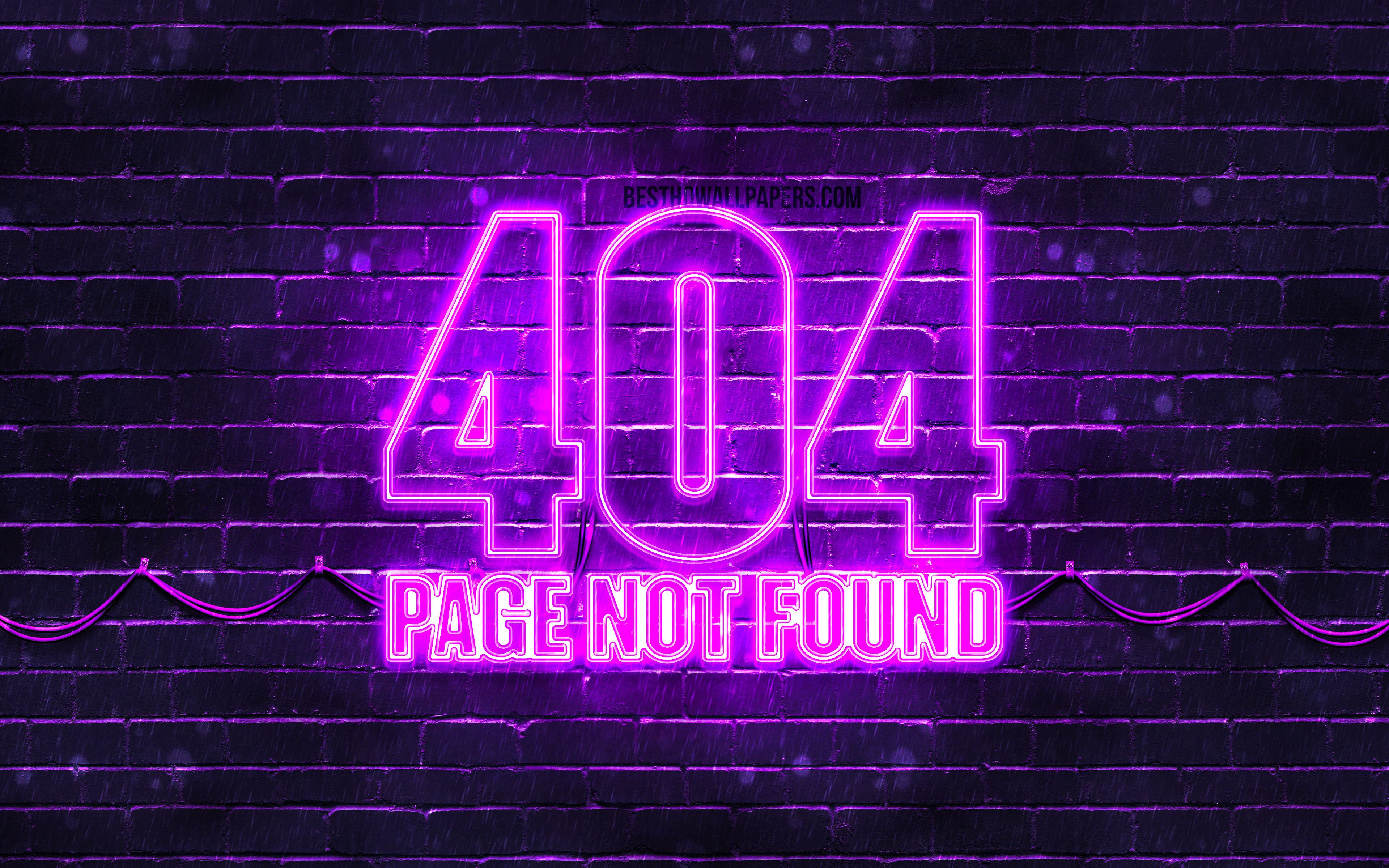 Download wallpaper 404 Page not found violet logo, 4k, violet brickwall, 404 Page not found logo, brands, 404 Page not found neon symbol, 404 Page not found for desktop with resolution 3840x2400