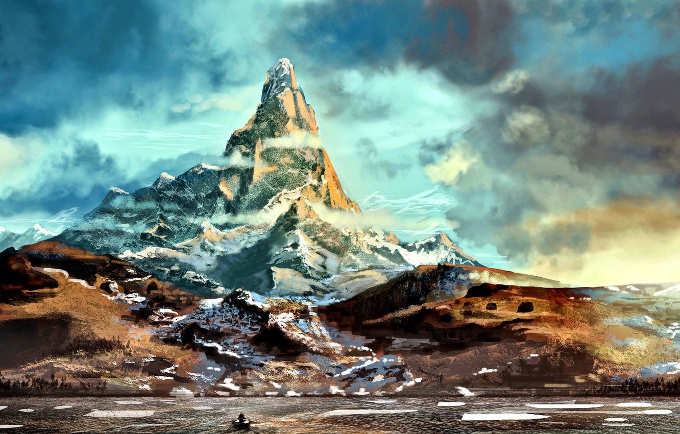 Wallpaper art, The Hobbit, Erebor, Middle earth, Lonely Mountain image for desktop, section фильмы