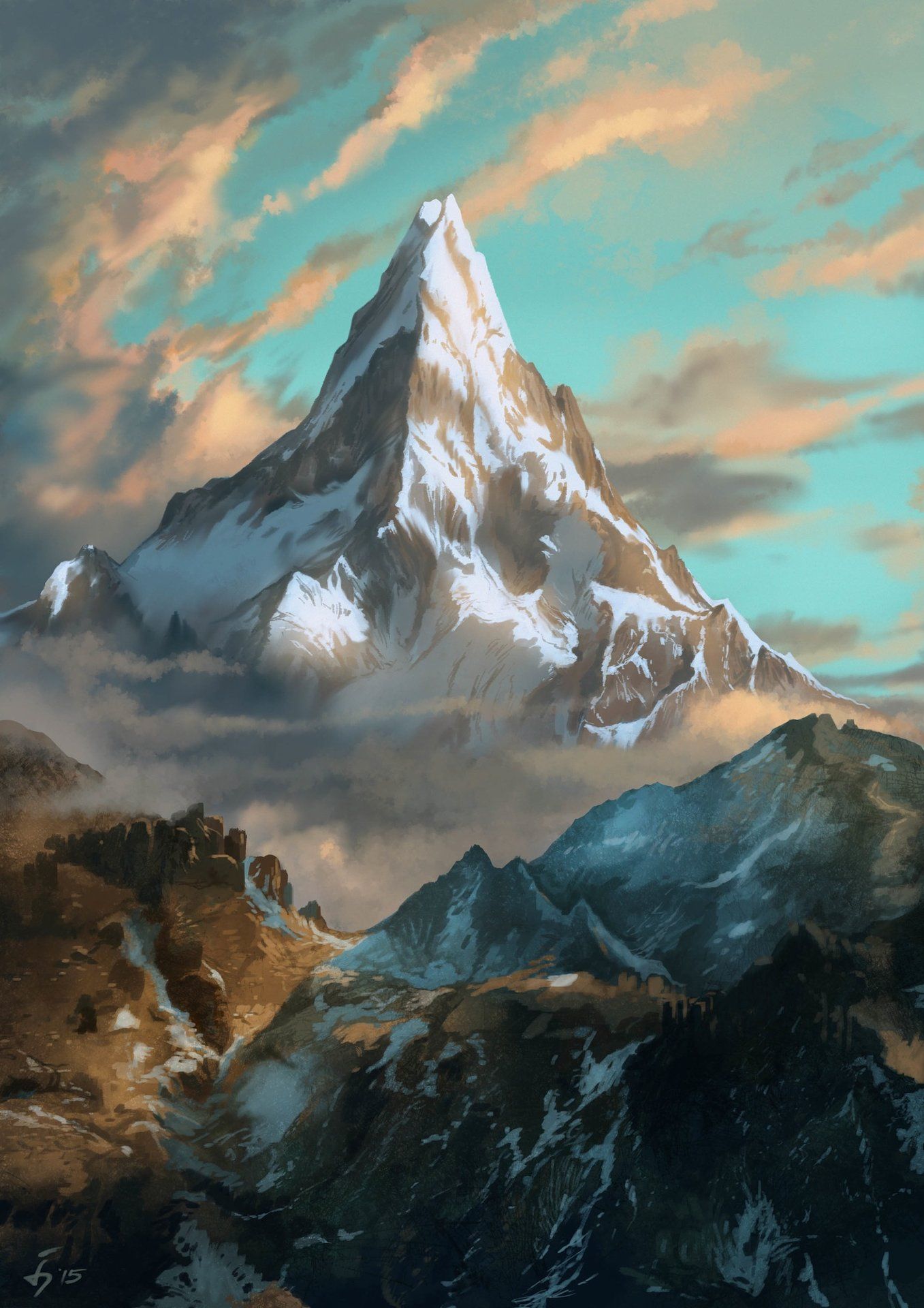 Erebor The Lonely Mountain, Denny Ibnu. Mountain paintings, Mountain art, Fantasy landscape