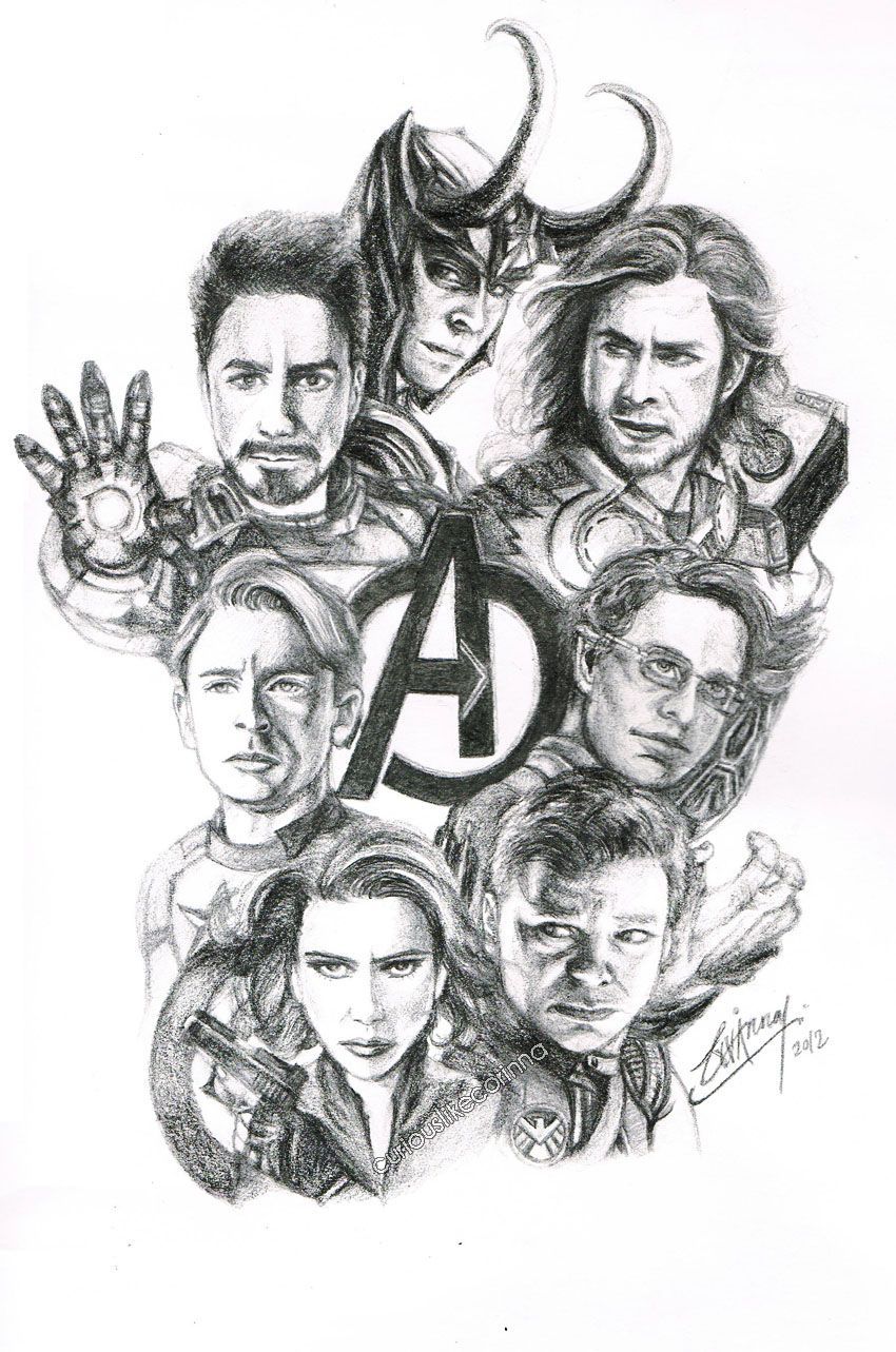 Sketch Of The Avengers & The Way Too Awesome To Be Left Out Loki :) Awesome Sketch!. Avengers Drawings, Marvel Drawings, Marvel Art Drawings