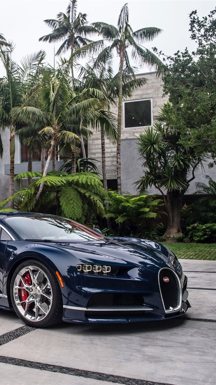 Bugatti Blue Supercar, Palm Trees 1242x2688 IPhone 11 Pro XS Max Wallpaper, Background, Picture, Image