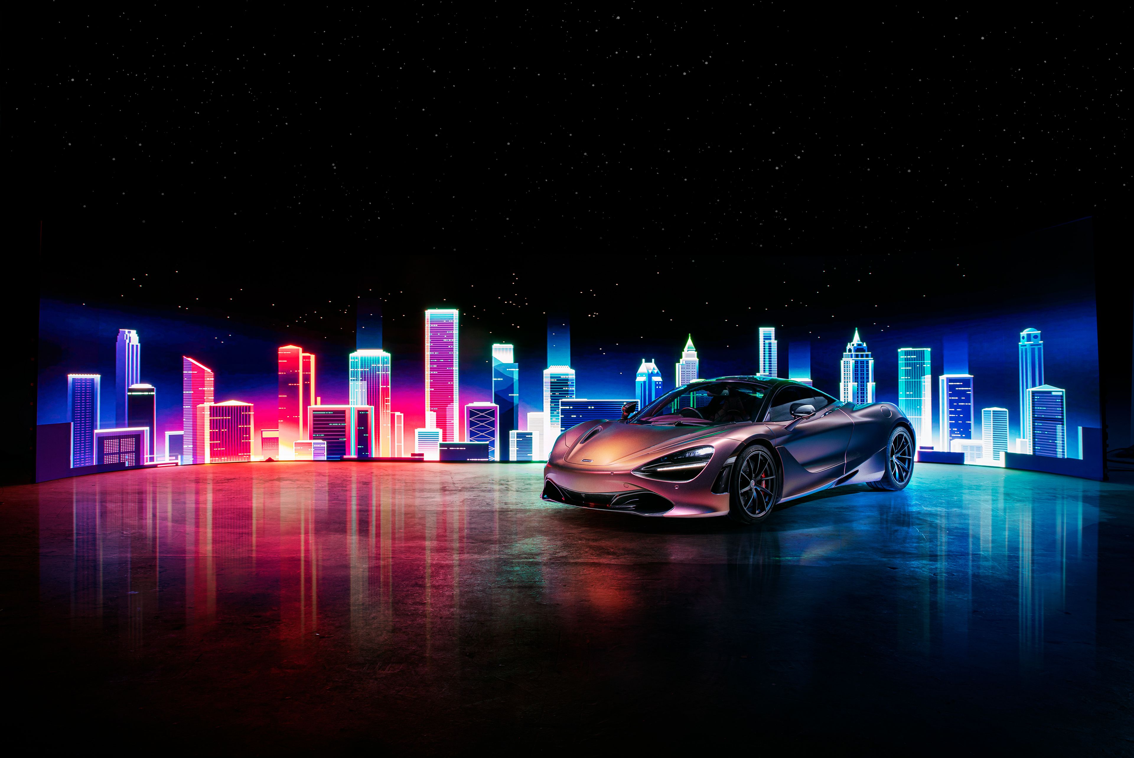 Cyberpunk Wallpaper 4K, McLaren, Supercars, Neon art