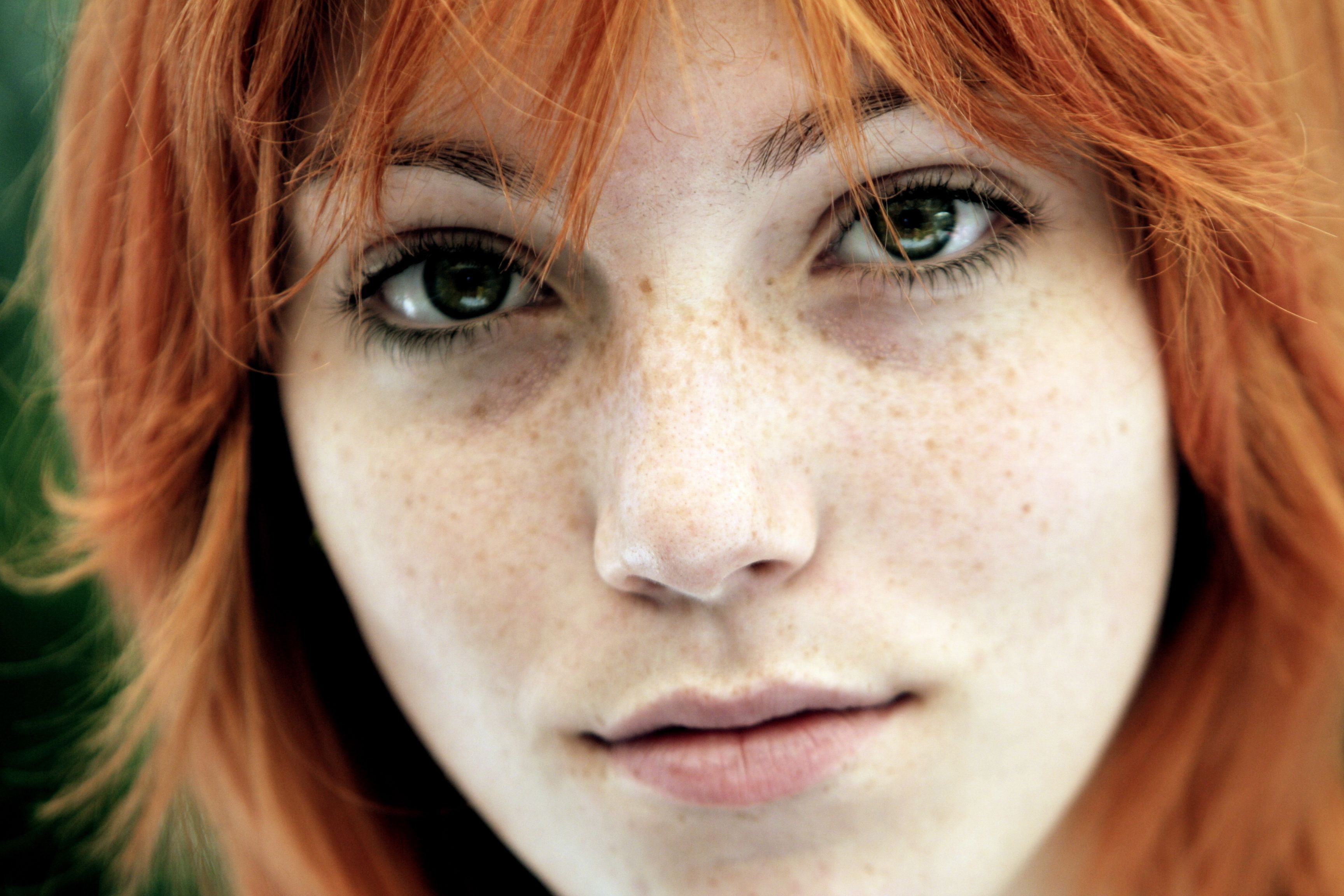women, redheads, freckles, green eyes, faces :: Wallpapers.