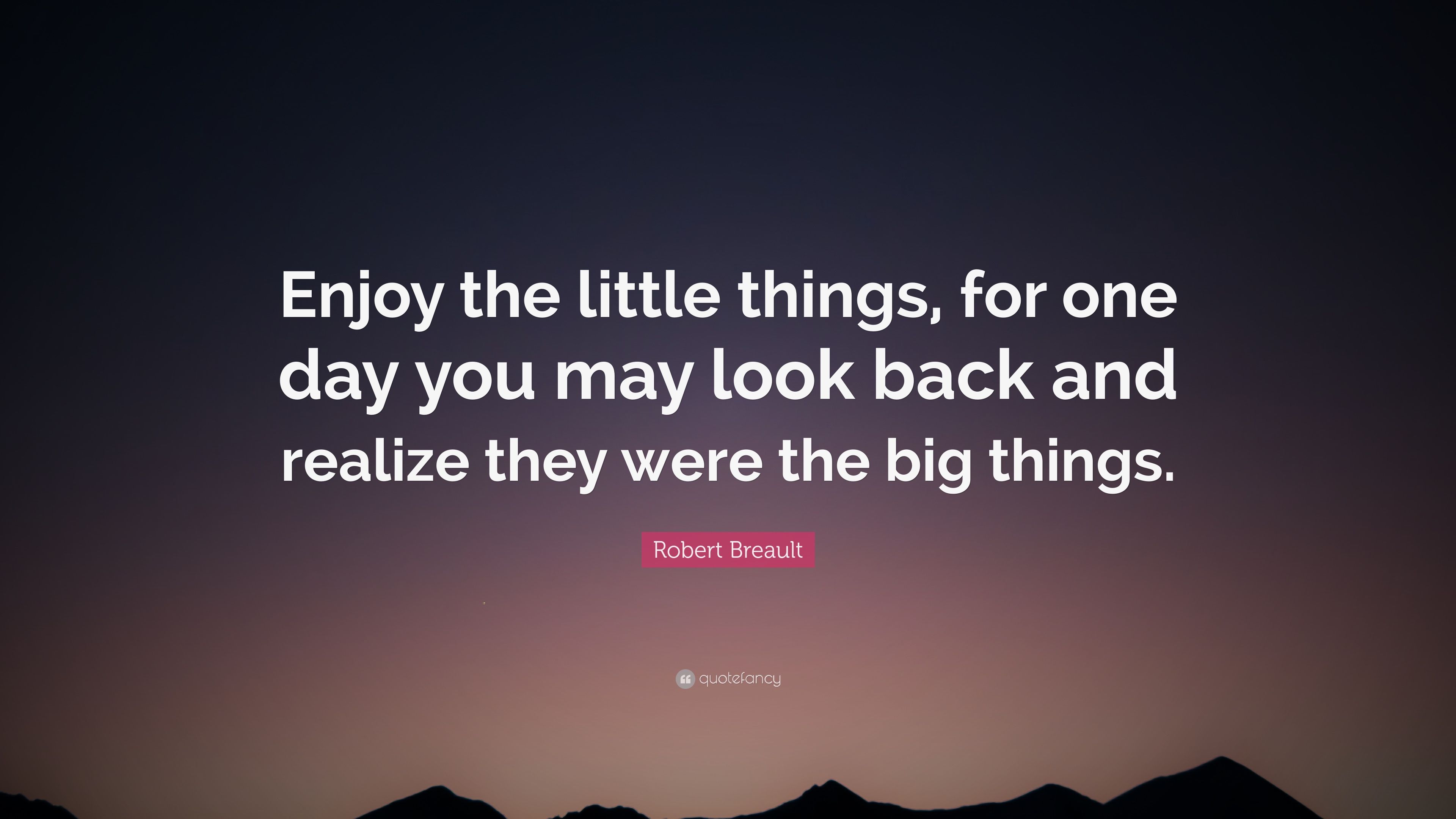 Robert Breault Quote: “Enjoy the little things, for one day you may look back and realize they were the big things.” (12 wallpaper)