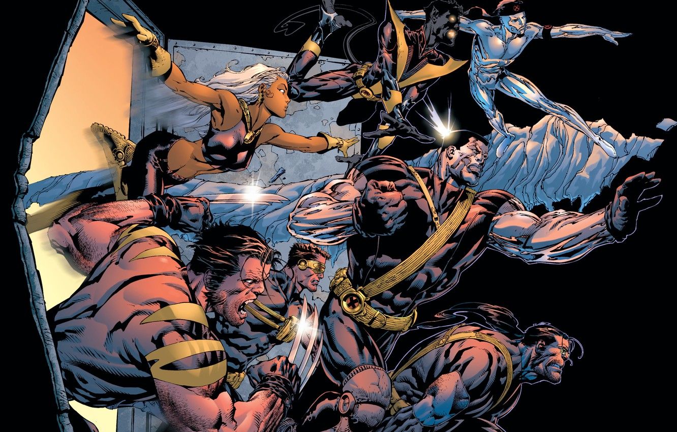 Wallpaper Wolverine, X Men, Storm, Comic, Marvel, Superheroes, Marvel Comics, Cyclops, Beast, Colossus, Nightcrawler, Iceman, X Men Image For Desktop, Section фантастика
