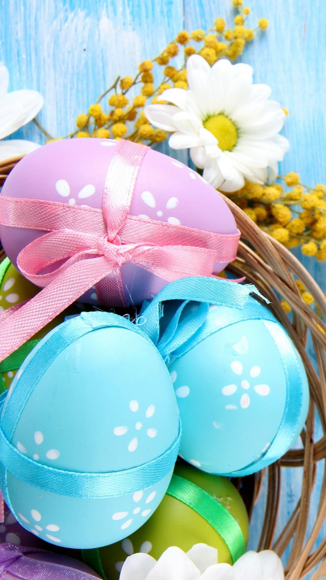 Blue Spring Eggs Easter Wallpaper