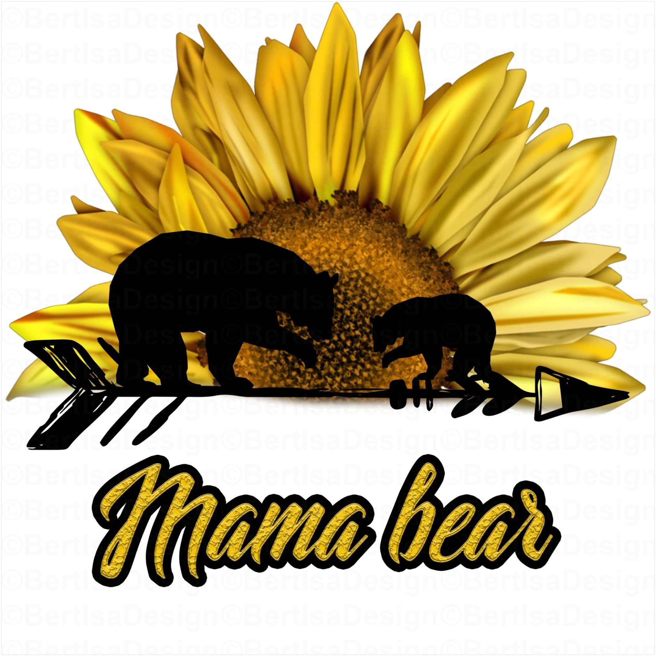 Mama Bear Sunflower Sublimation Design Iron On Transfer. Etsy. Mama bear, Clip art, Sunflower