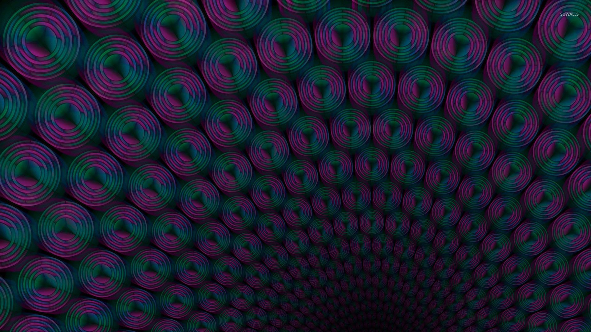 Neon rings forming a tunnel wallpaper wallpaper