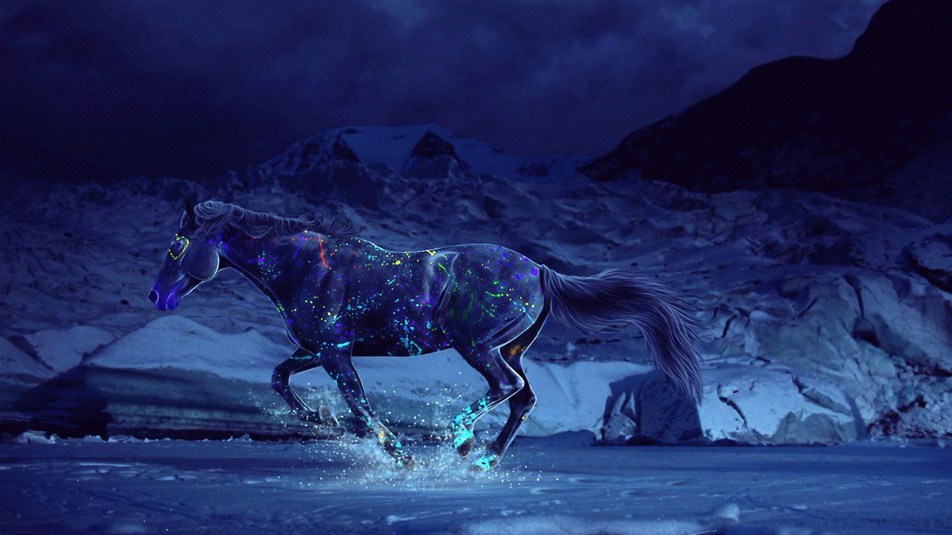 HD pics photo 3D horse neon color splash animals HD quality desktop background wallpaper. Horse wallpaper, Horse painting, Horses