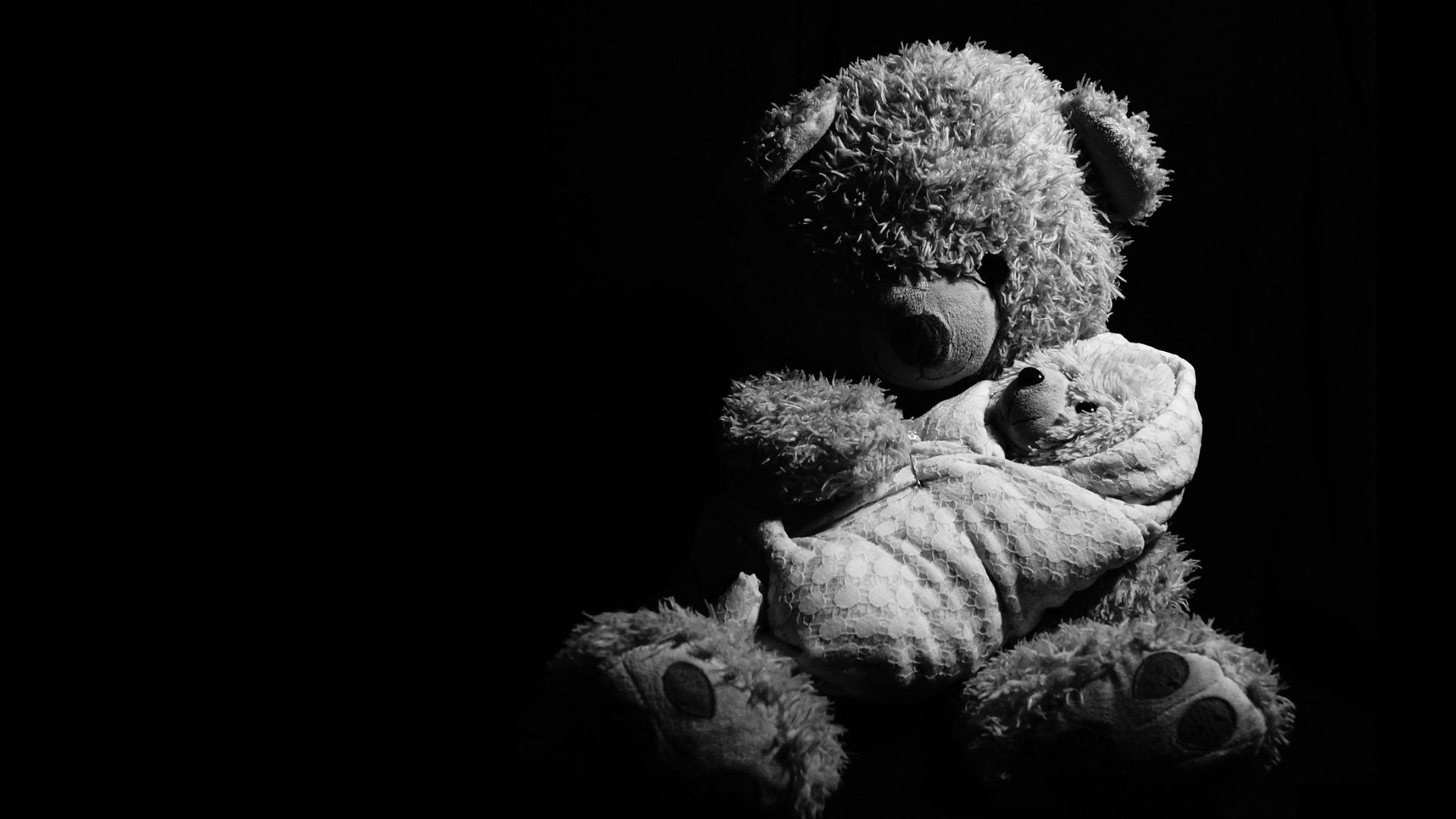 Mama Mummy Teddy Bear With Black Background Download HQ Wallpaper