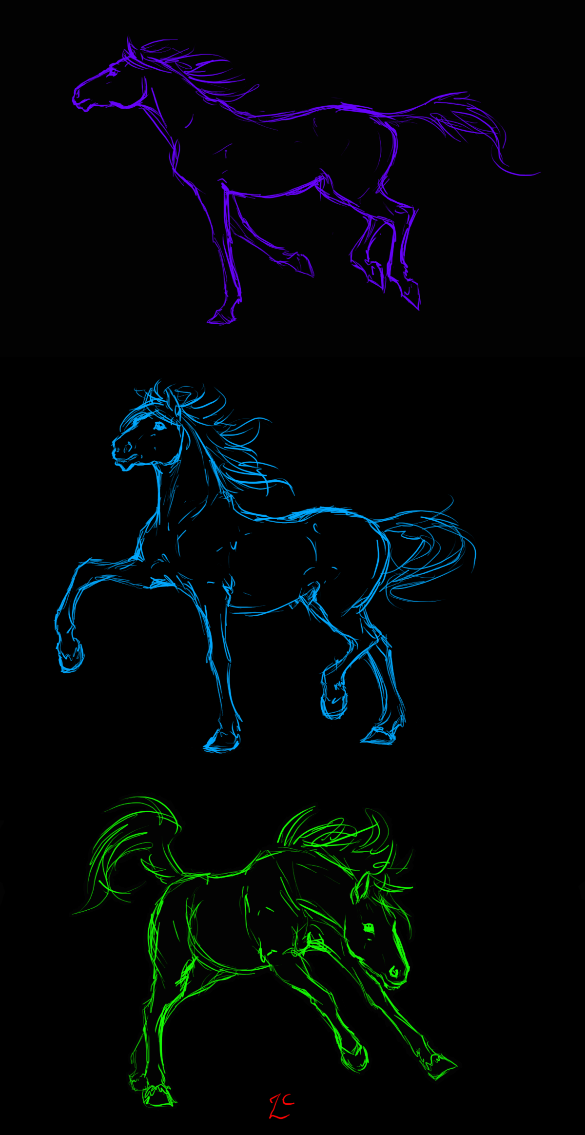 neon horses