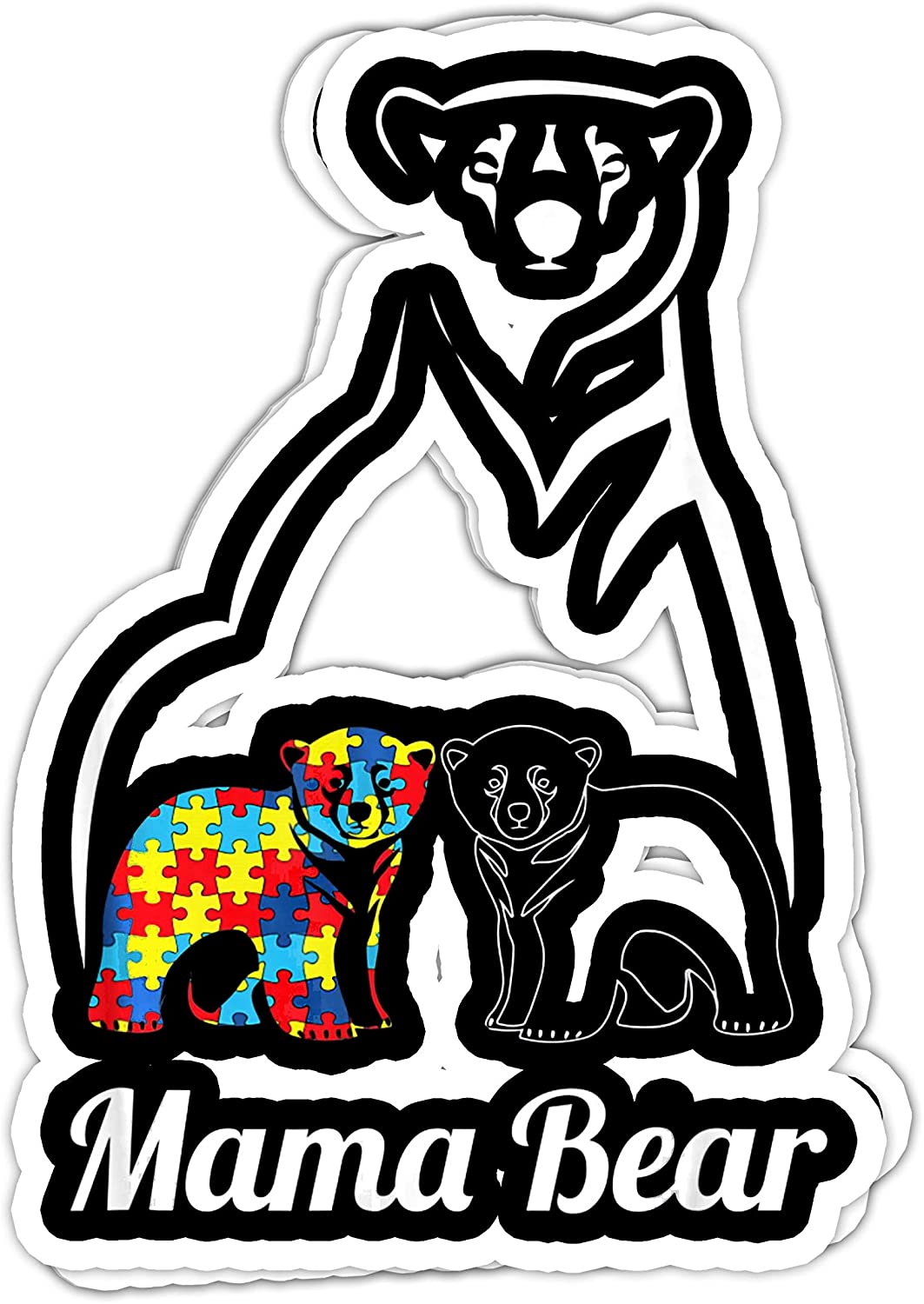 lkstore Autism Awareness Mama Bear Mom Gift Love- 4x3 Vinyl Stickers, Laptop Decal, Water Bottle Sticker (Set of 3): Kitchen & Dining