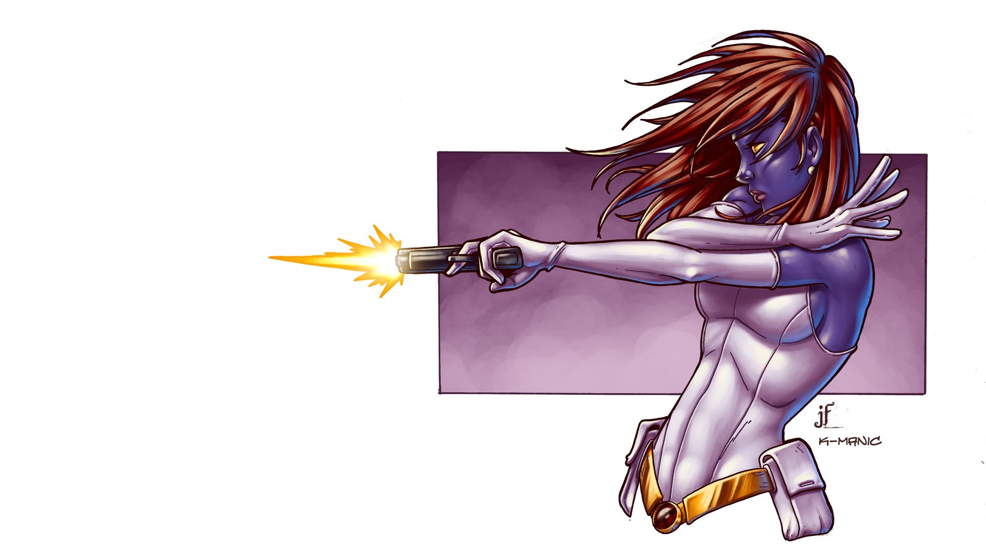 mystique, Handgun, X men, Marvel, White Wallpaper HD / Desktop and Mobile Background