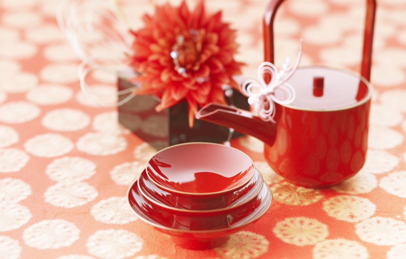 Wallpaper flowers, red, tea, mood, China, Japan, coffee, Cup, tea ceremony image for desktop, section настроения