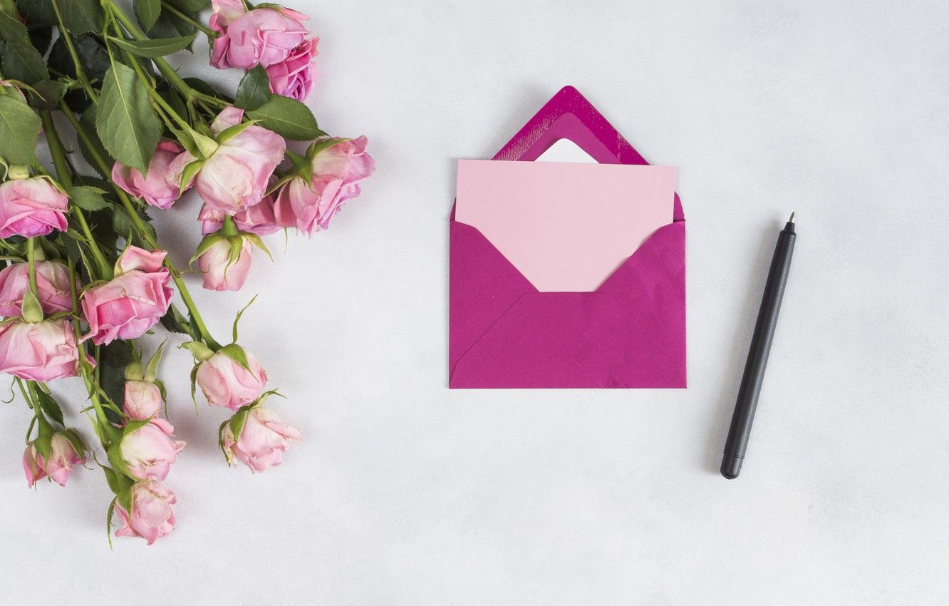 Wallpaper letter, Love, roses, bouquet, the envelope image for desktop, section настроения