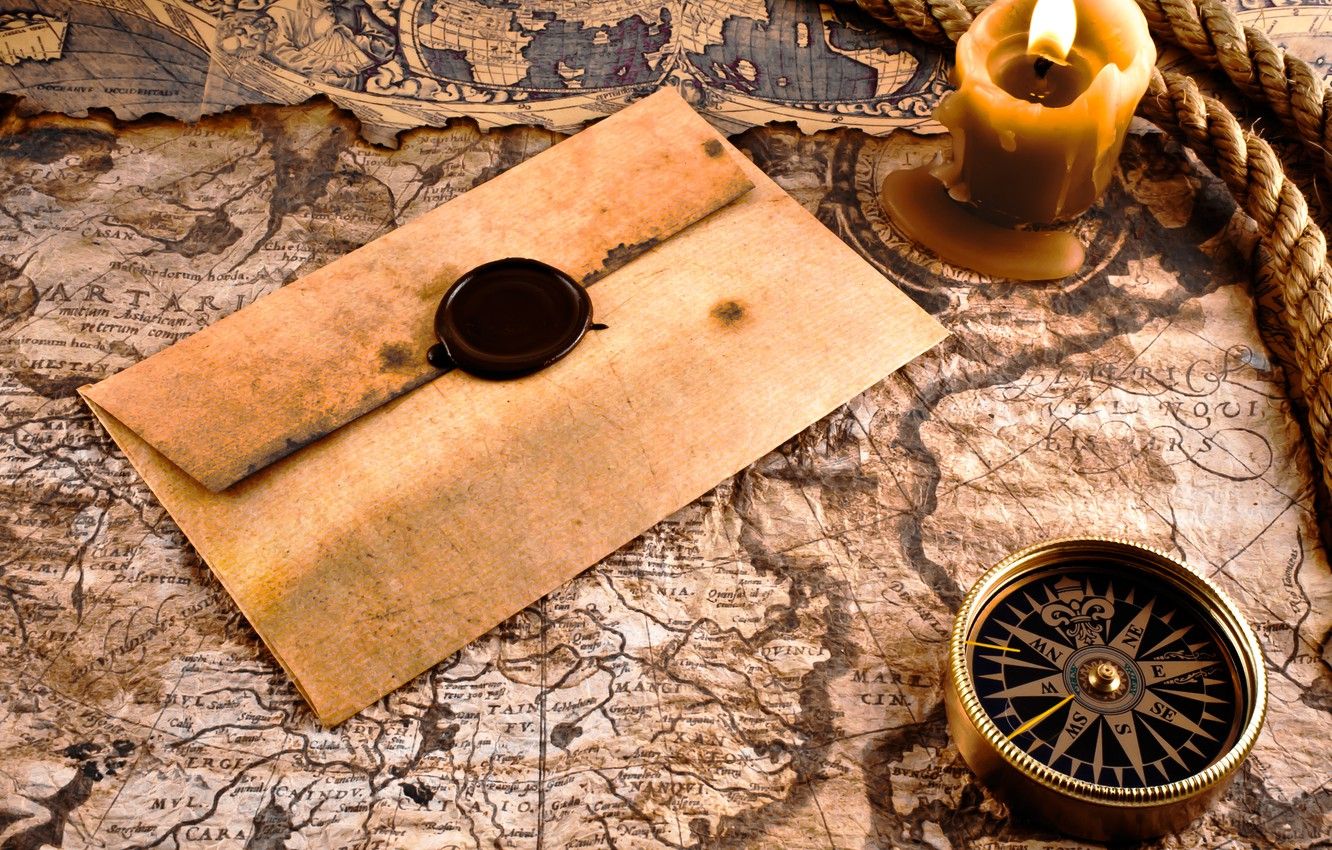 Wallpaper map, compass, the envelope image for desktop, section разное