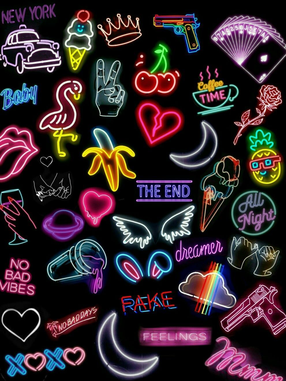 lockscreen #neon. Neon wallpaper, Cute emoji wallpaper, iPhone wallpaper vintage