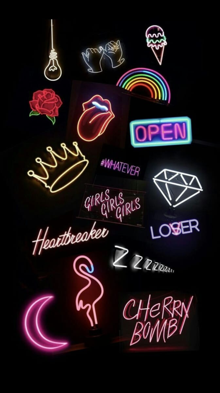 Neon Lights. Neon wallpaper, Emoji wallpaper, Cute wallpaper for phone