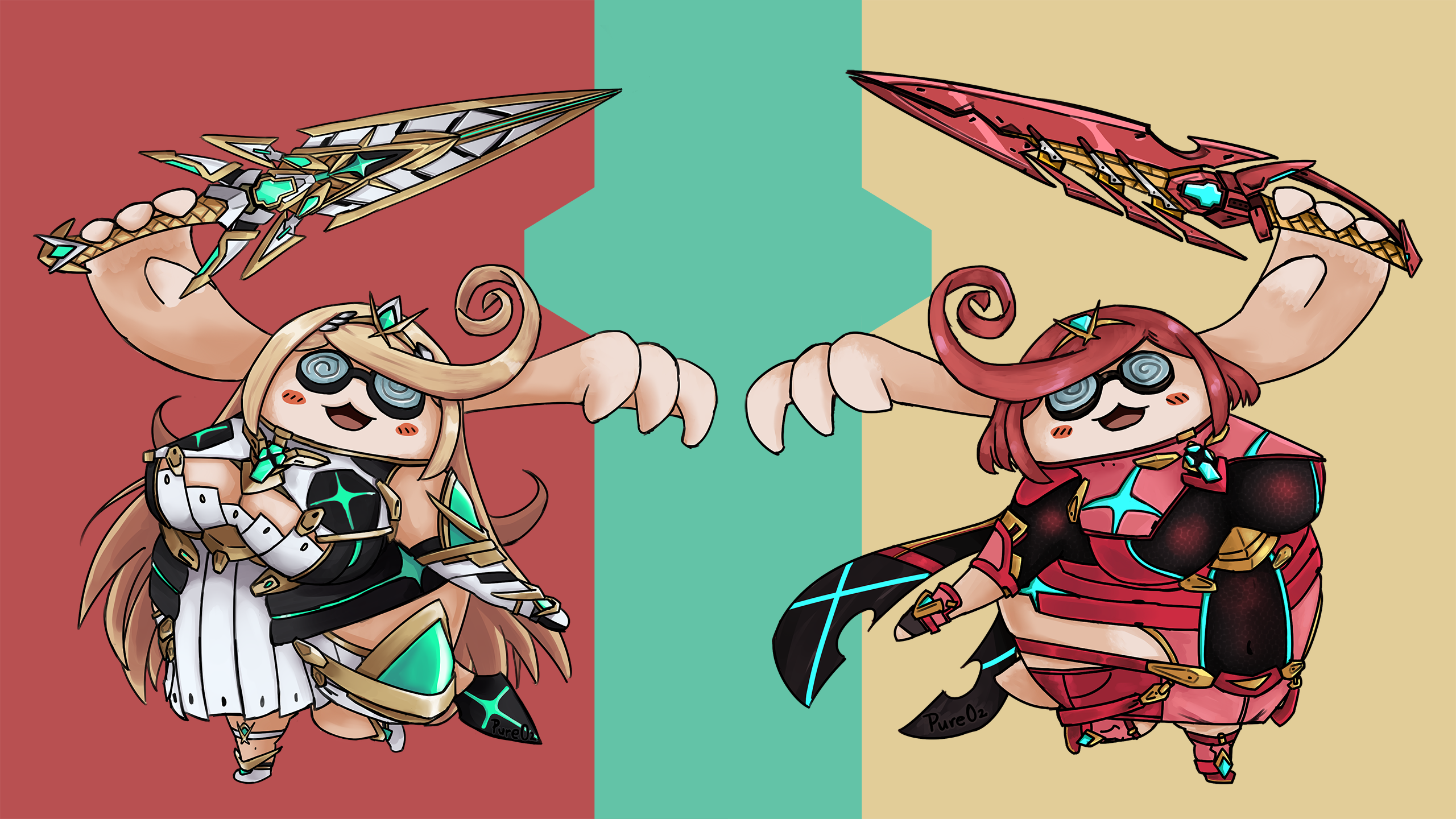 Pyra and Mythra Ultimate Form [2560x1440 wallpaper], Xenoblade_Chronicles