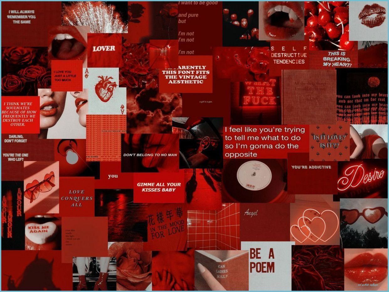 Red Aesthetic Collage Wallpaper Free Red Aesthetic Collage Background