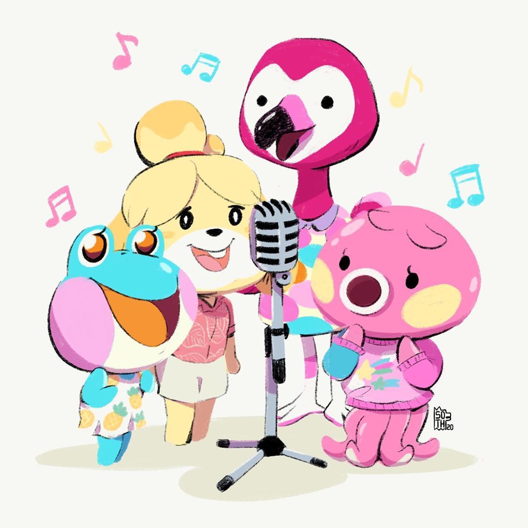 cute animal crossing lily isabelle flora and marina singing :) art by sesoth. Animal crossing fan art, Animal crossing game, Animal crossing characters