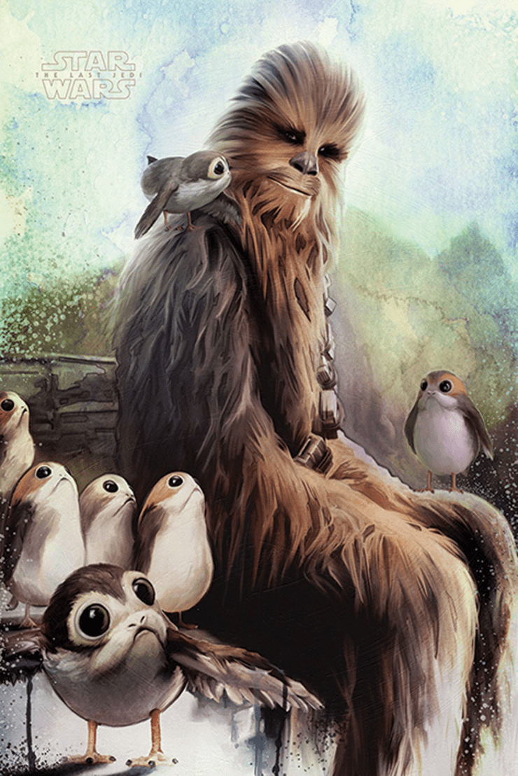 The Last Jedi Porgs and Chewbacca (Wallpaper)