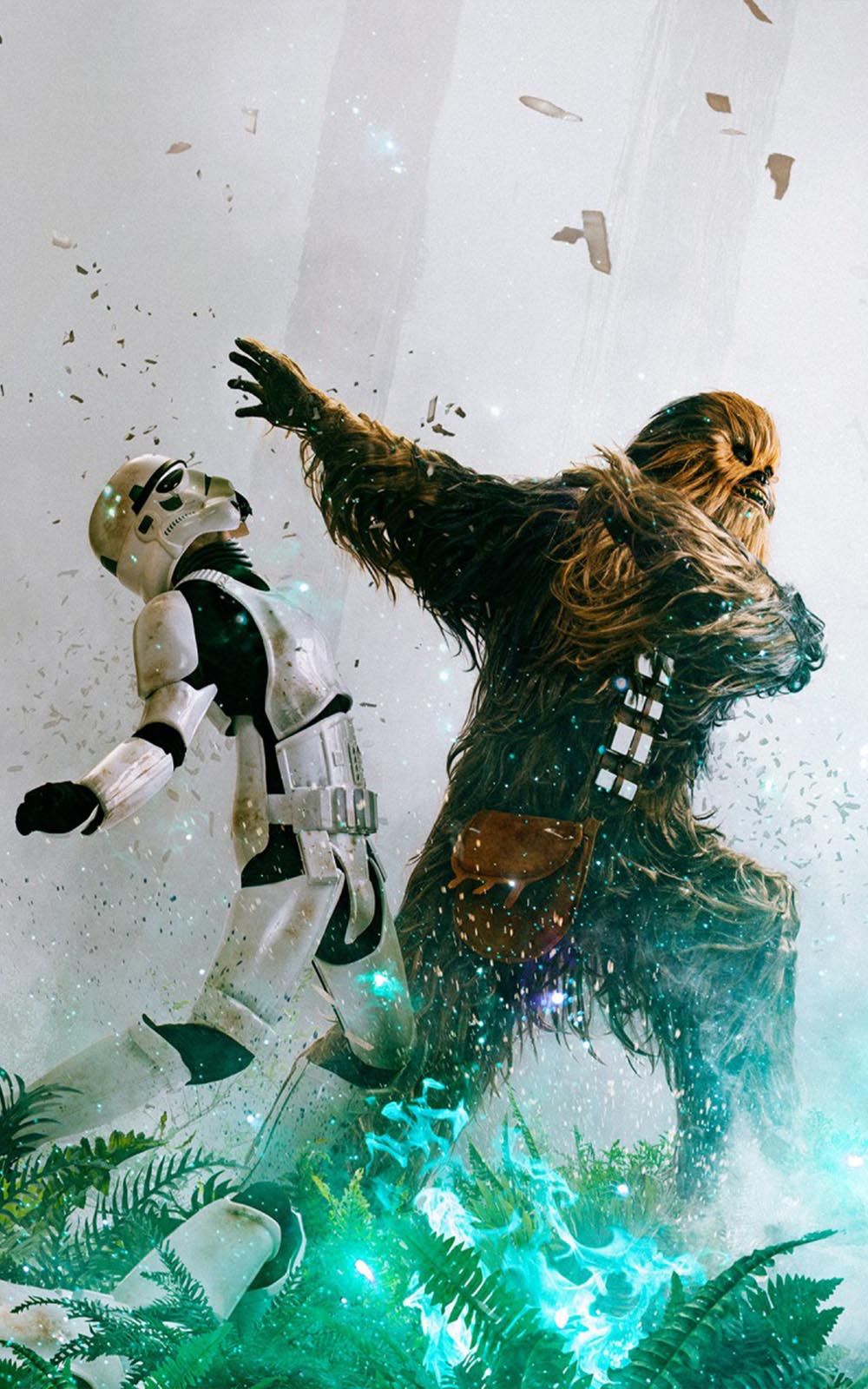 Chewbacca Stormtroopers Free HD Mobile Wallpaper