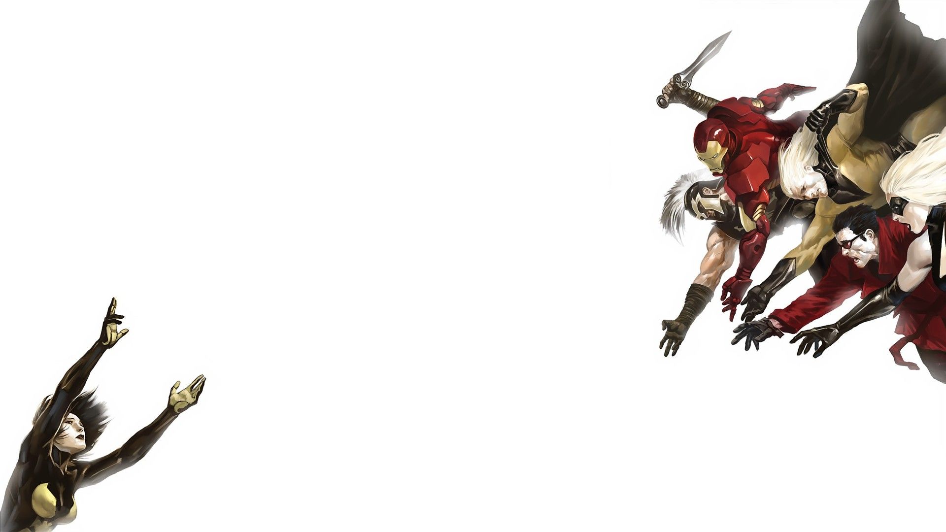 Iron Man comics superheroes Marvel Comics The Wasp Ms_ Marvel drawn simple background Sentry Ares wallpaperx1080