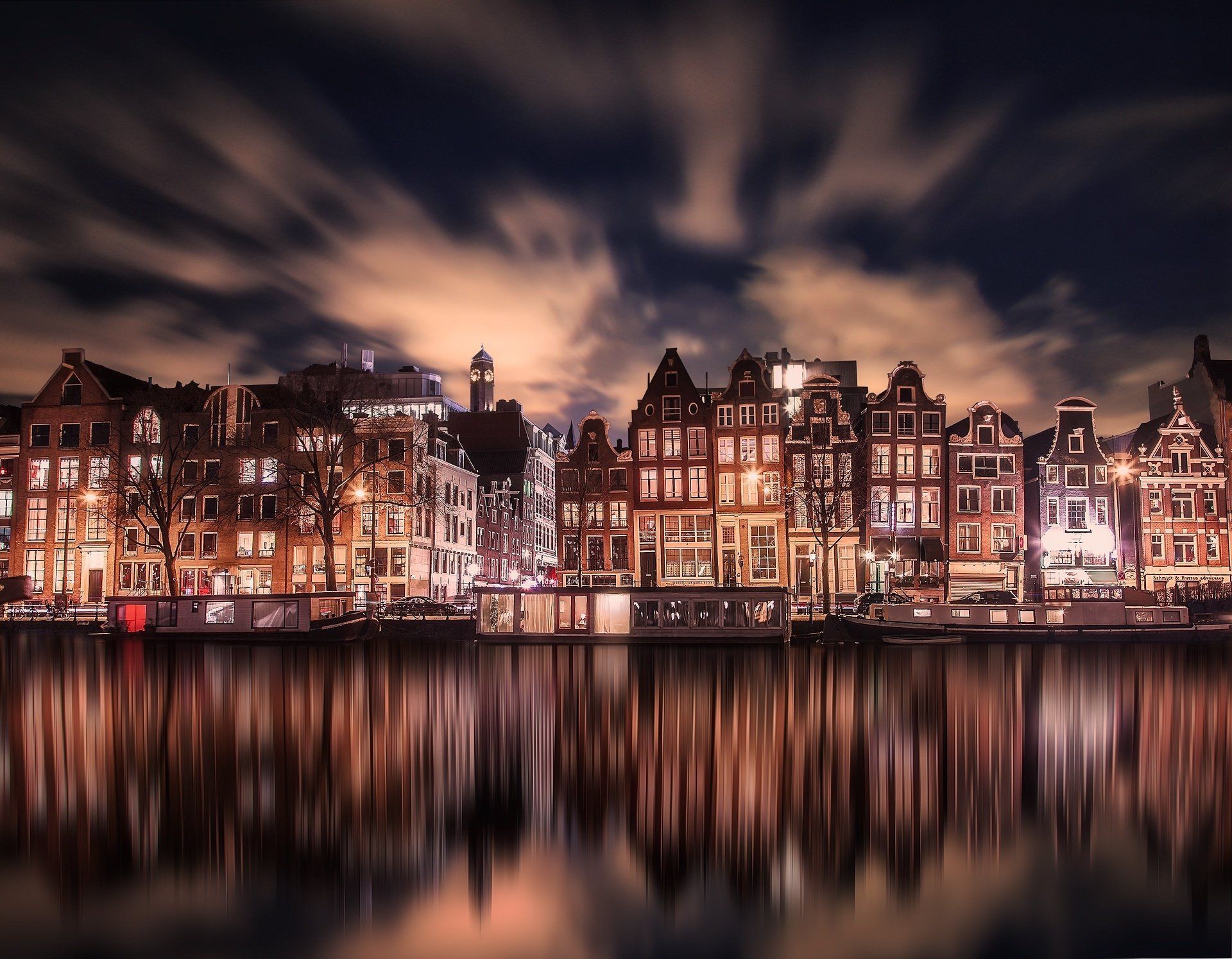Man Made Amsterdam City Netherlands Night Light House Reflection Wallpaper. Amsterdam image, Amsterdam travel, Travel photo