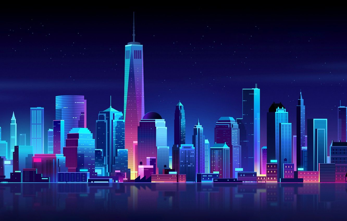 Wallpaper Home, New York, Night, The city, Neon, Style, Building, The building, Skyscrapers, USA, Architecture, Art, New York City, World Trade Center, World trade center 1, Freedom Tower image for desktop, section