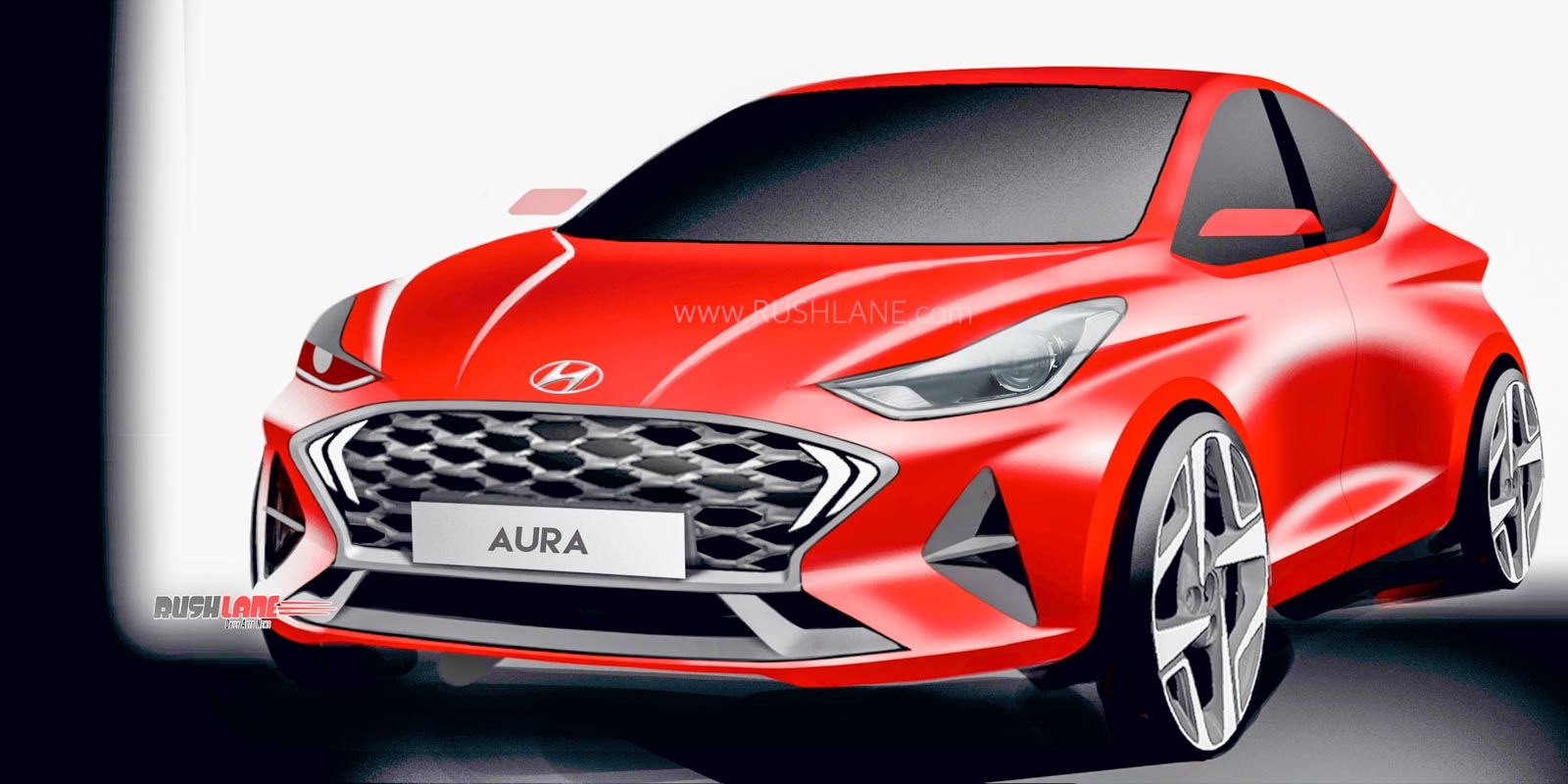 Hyundai Aura sedan official render front and rear
