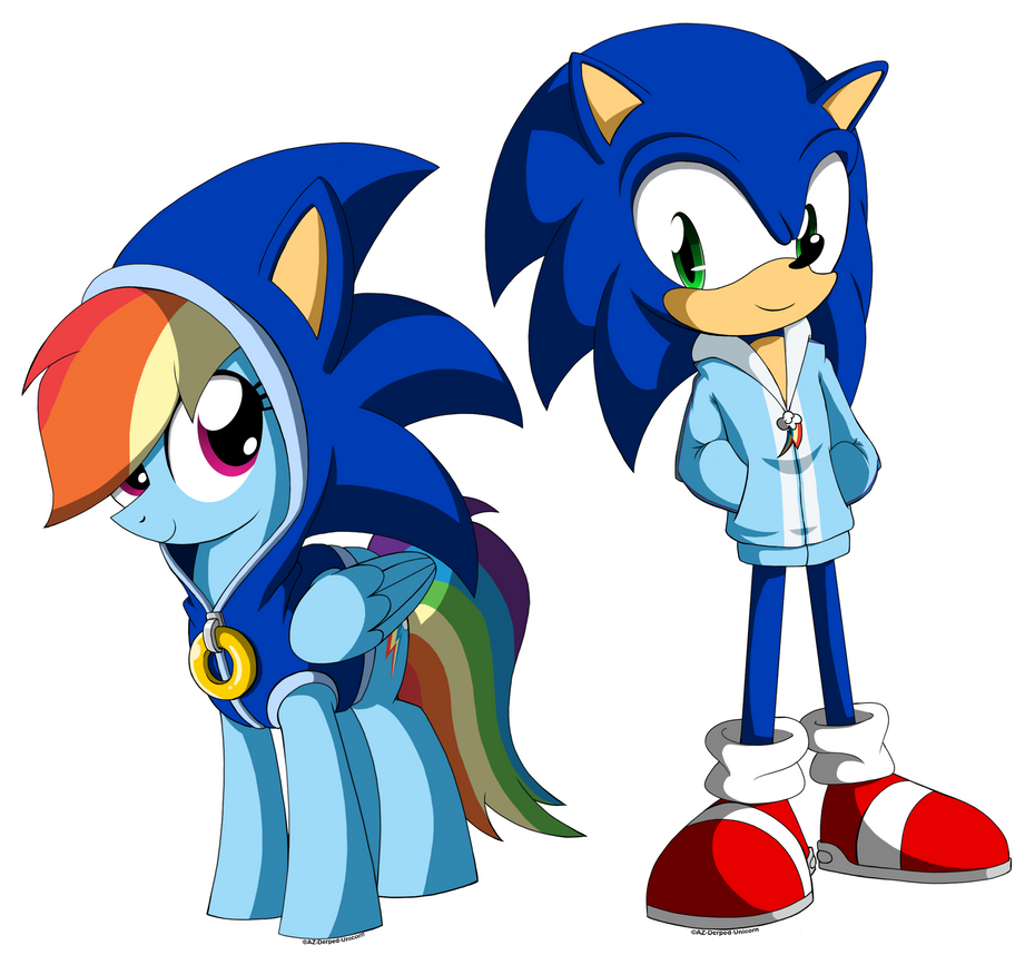 Sonic And Rainbow Dash: Each Other's Fan By AZ Derped Unicorn. Rainbow Dash, Cute Anime Chibi, Cartoon Crossovers