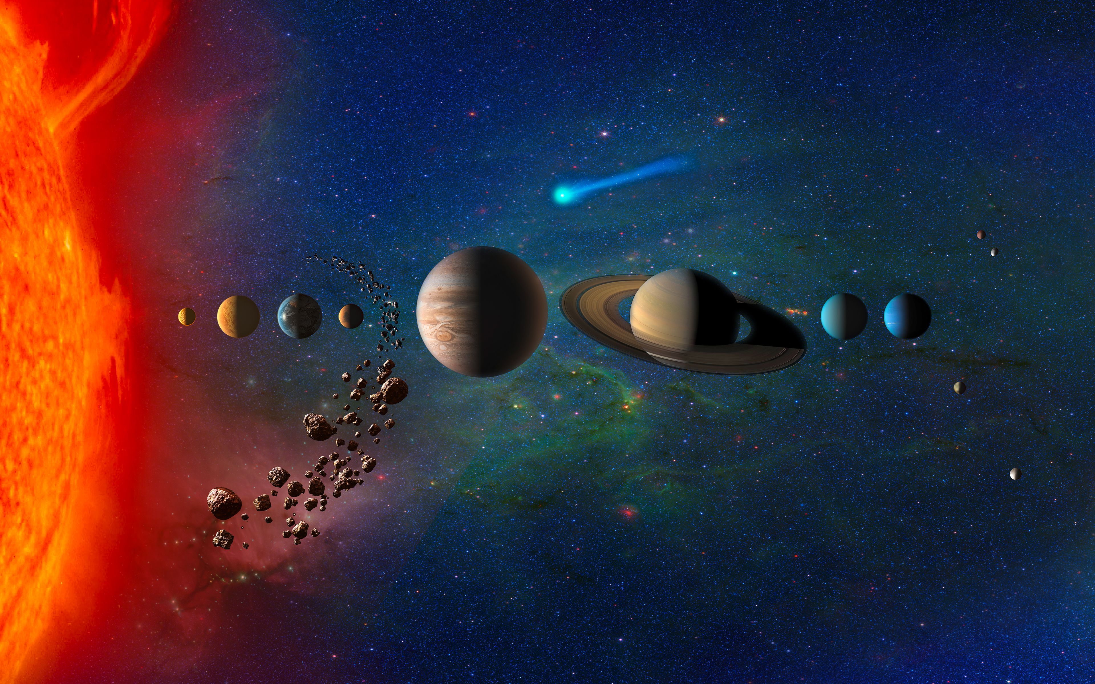 Planets in Solar System 4K Wallpaper