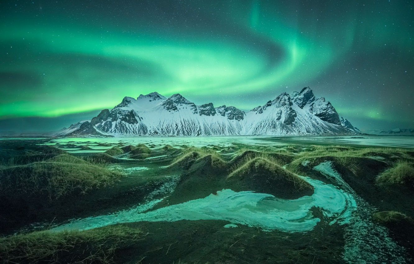 Photo Wallpaper Lights, Mountain, Nature, Iceland Wallpaper Mountain Wallpaper & Background Download