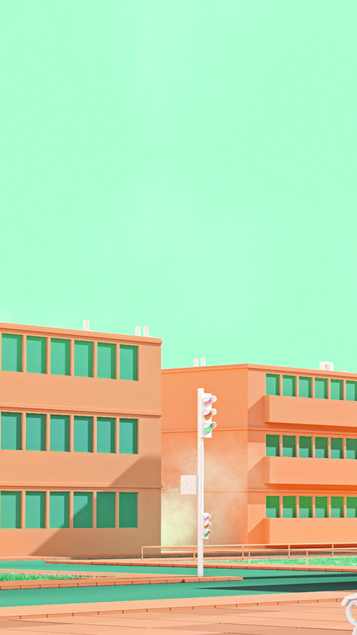 iPhone X wallpaper. school anime illust orange minimal simple art
