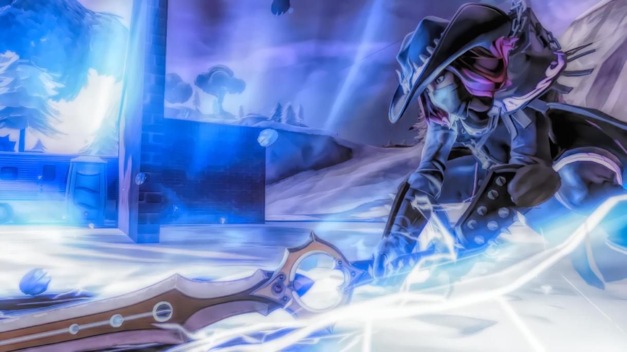 Zoey Fortnite with Scar Desktop Wallpaper