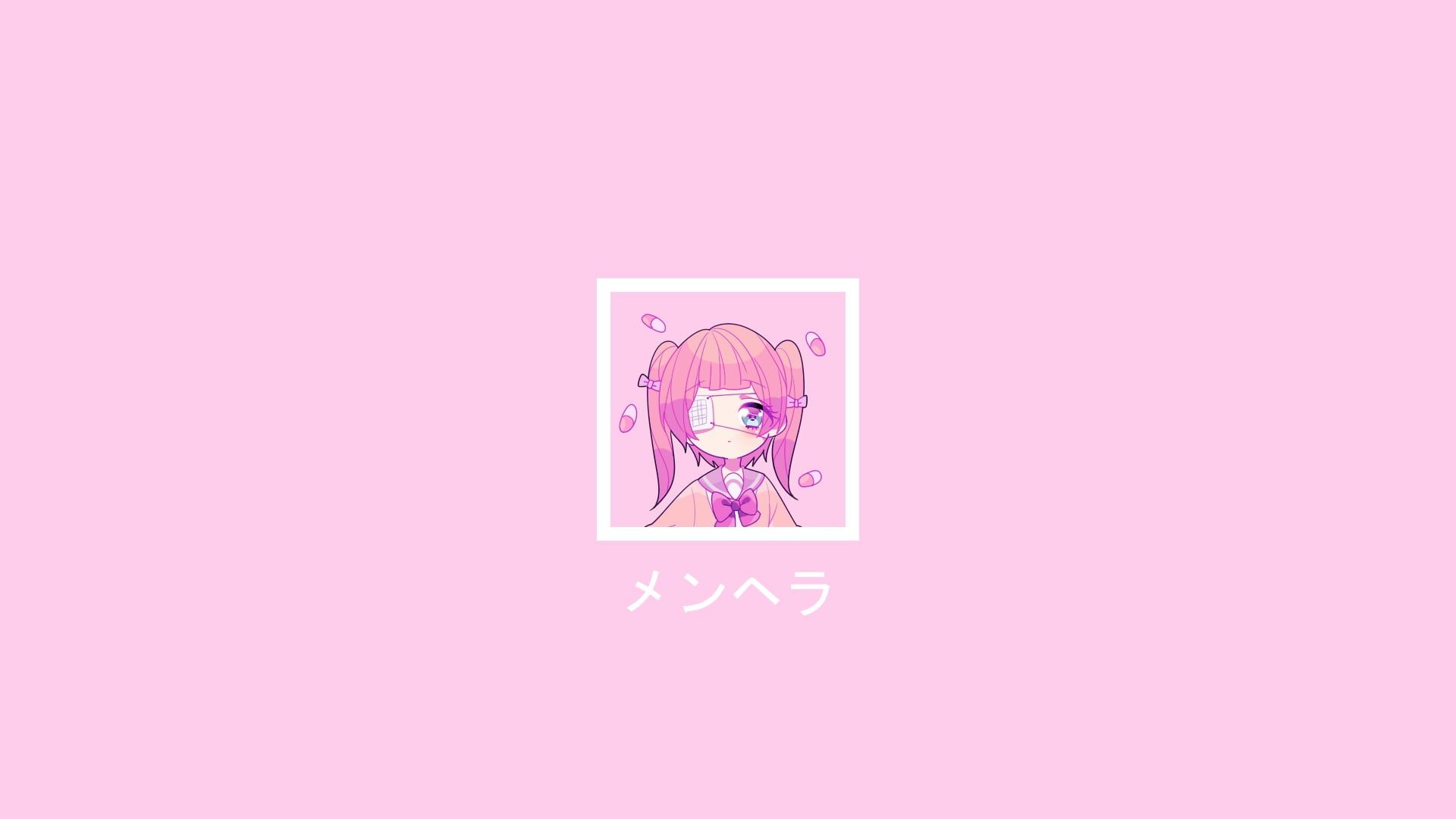 Menhera Chan, Simple Background, Yami Kawaii, Pink Color, Human Representation Wallpaper. Pink Wallpaper Anime, Pink Wallpaper Pc, Cute Anime Wallpaper