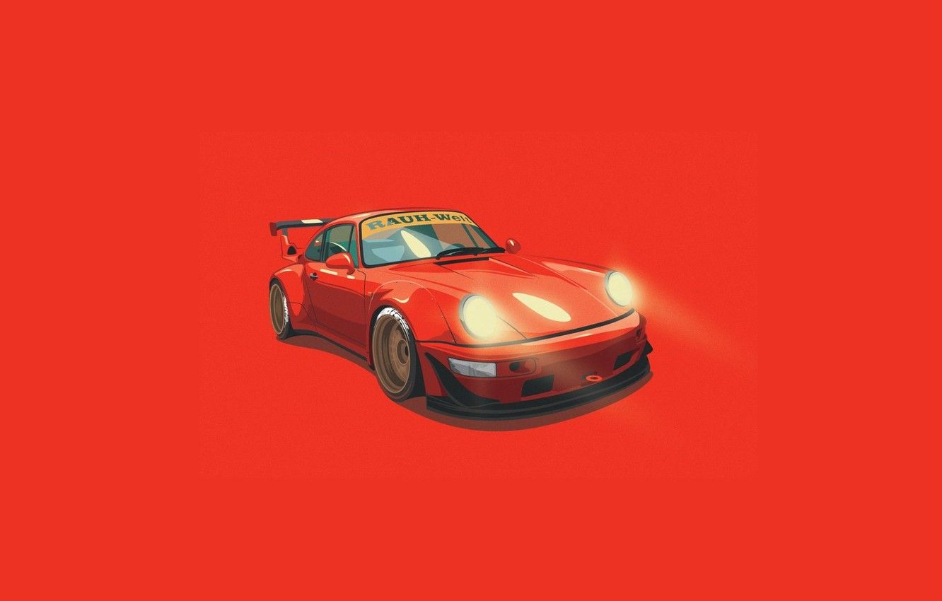 Wallpaper Porsche, Orange, Digital, Illustration, RWB, Minimalistic image for desktop, section минимализм