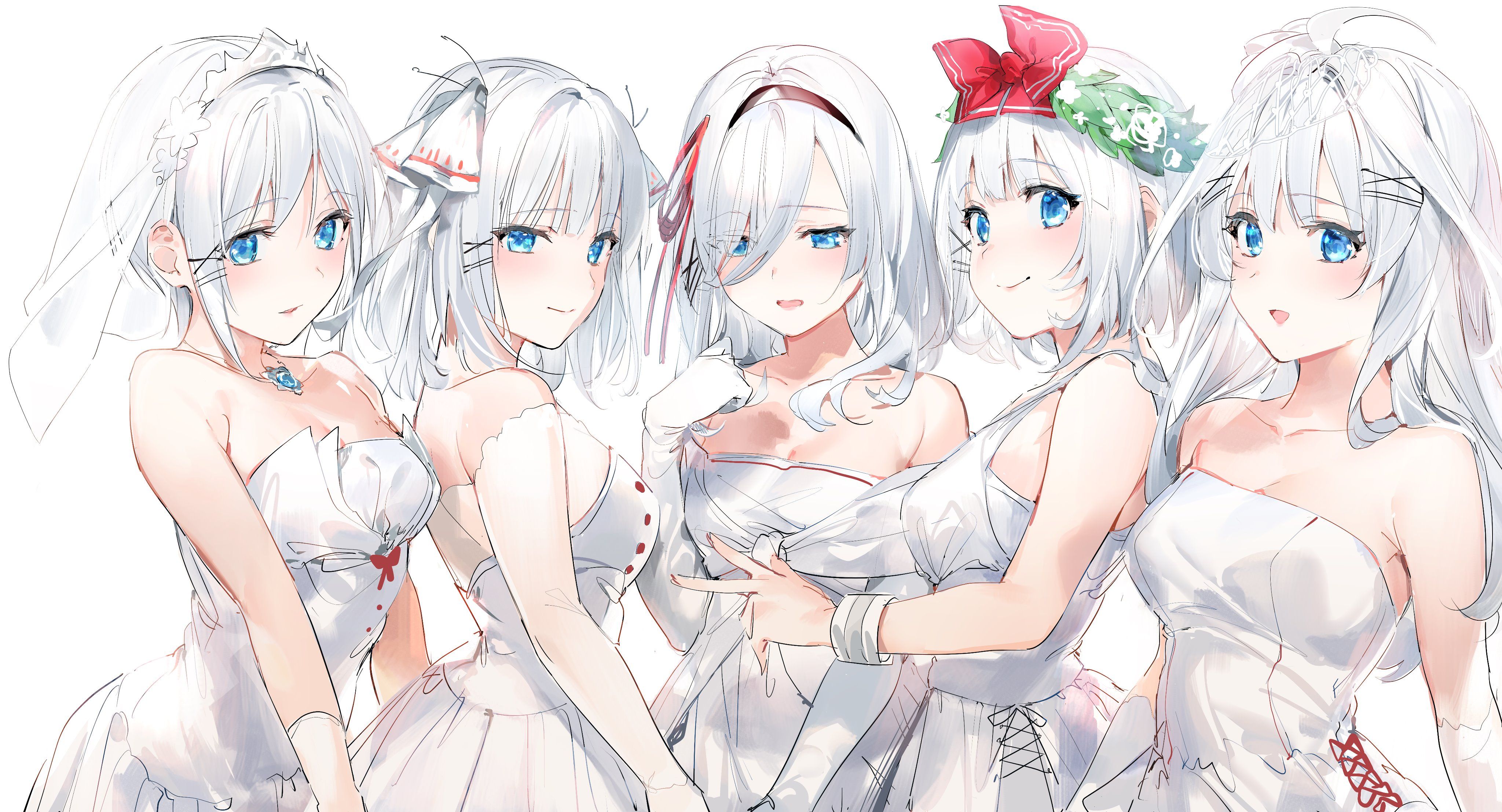 White Hair, Anime Girls, Wedding Dress, 5 Toubun No Hanayome, Portrait Display, Animex2215 Wallpaper