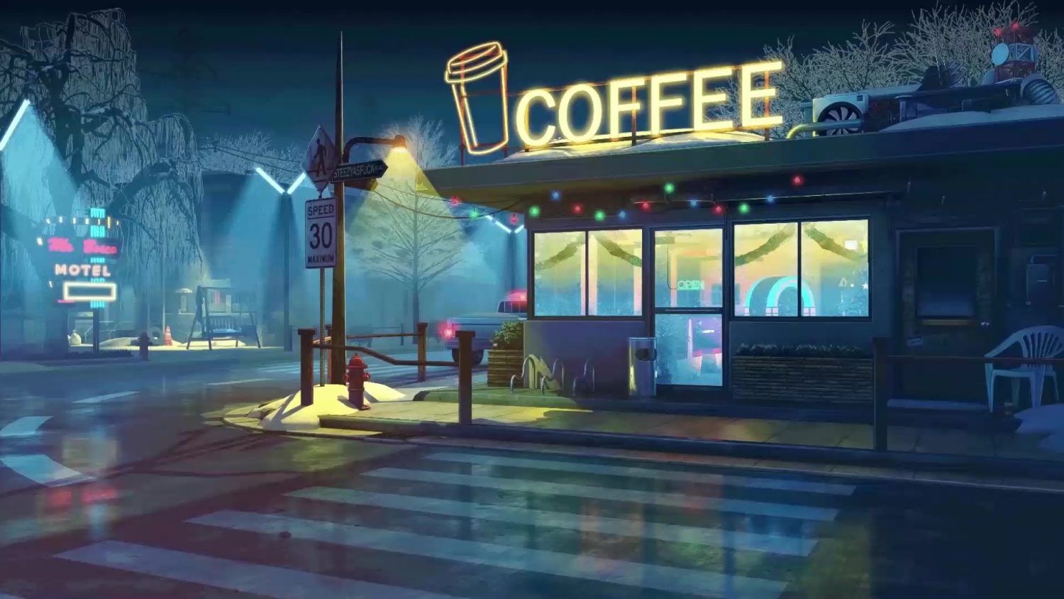 Night Coffee Shop Live Wallpaper