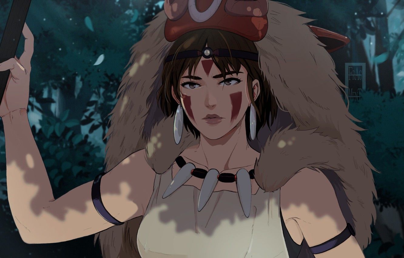 Wallpaper girl, Princess Mononoke, Mononoke Hime image for desktop, section сёнэн