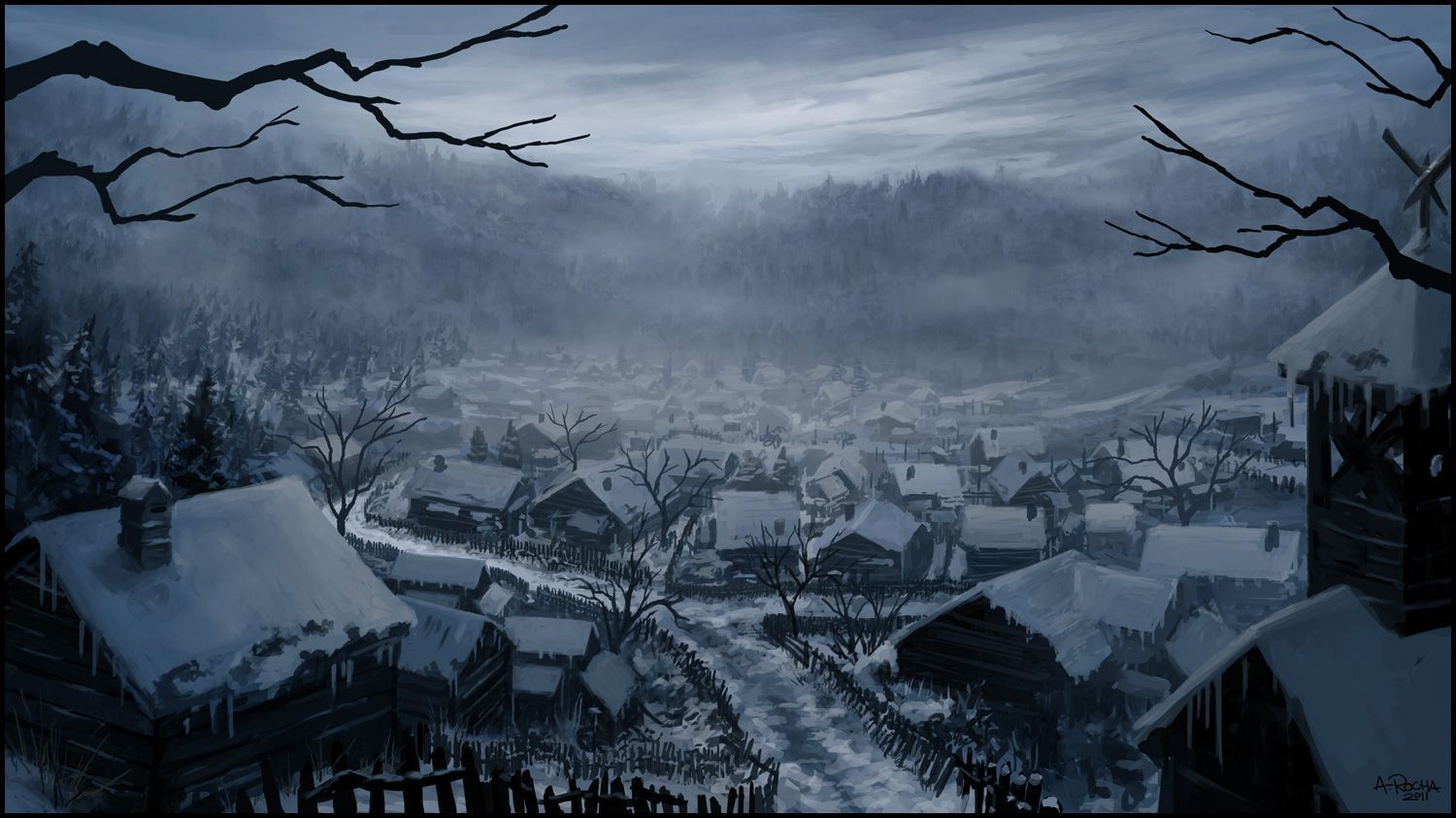 winter village. Fantasy landscape, Fantasy city, Winter landscape