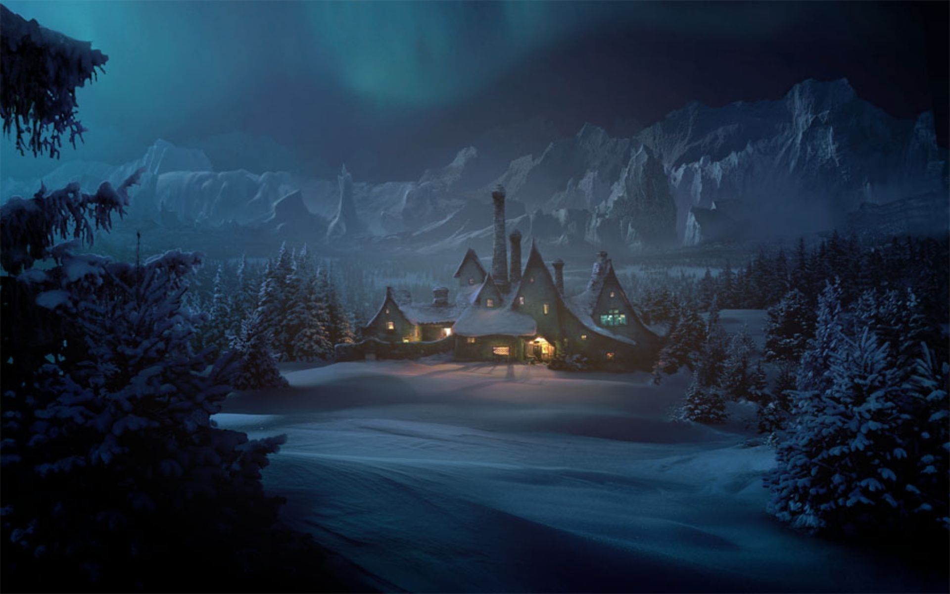 Winter Fantasy Nature Landscape Wide Screen. Matte painting, Fantasy landscape, Environment concept art