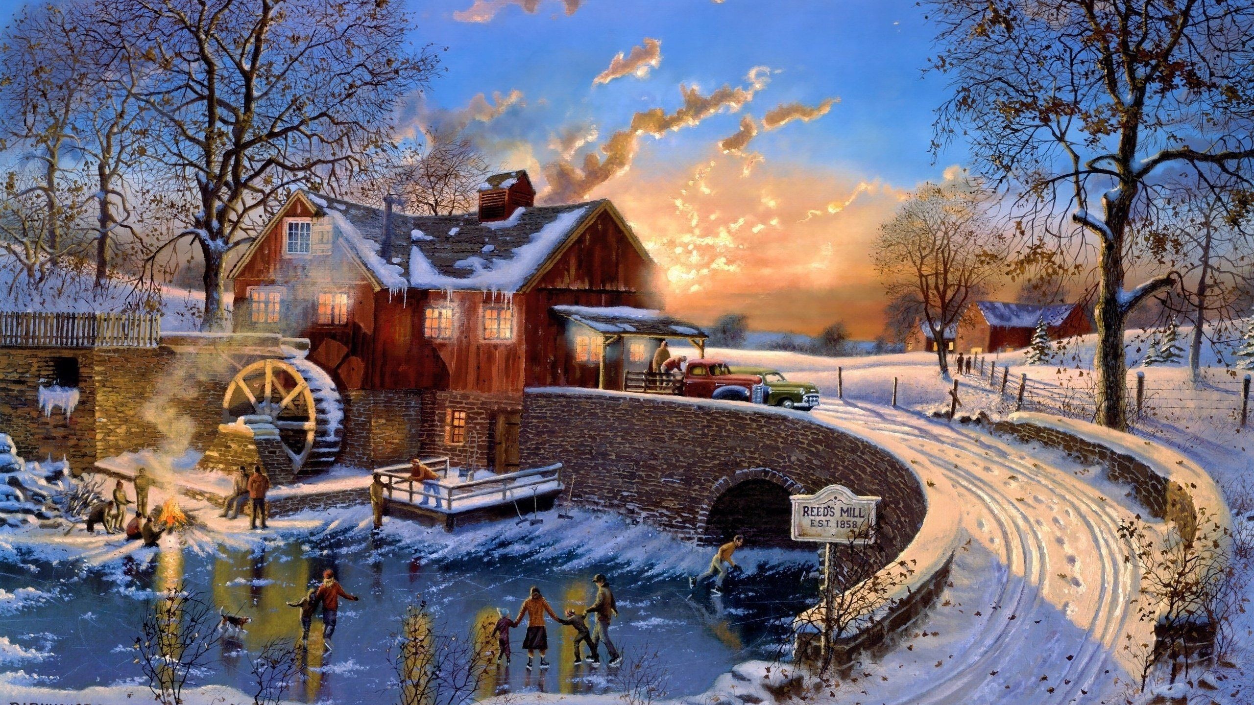 winter, Snow, Nature, Landscape, Town, Village, City, Cities, Art, Artwork, Christmas Wallpaper HD / Desktop and Mobile Background